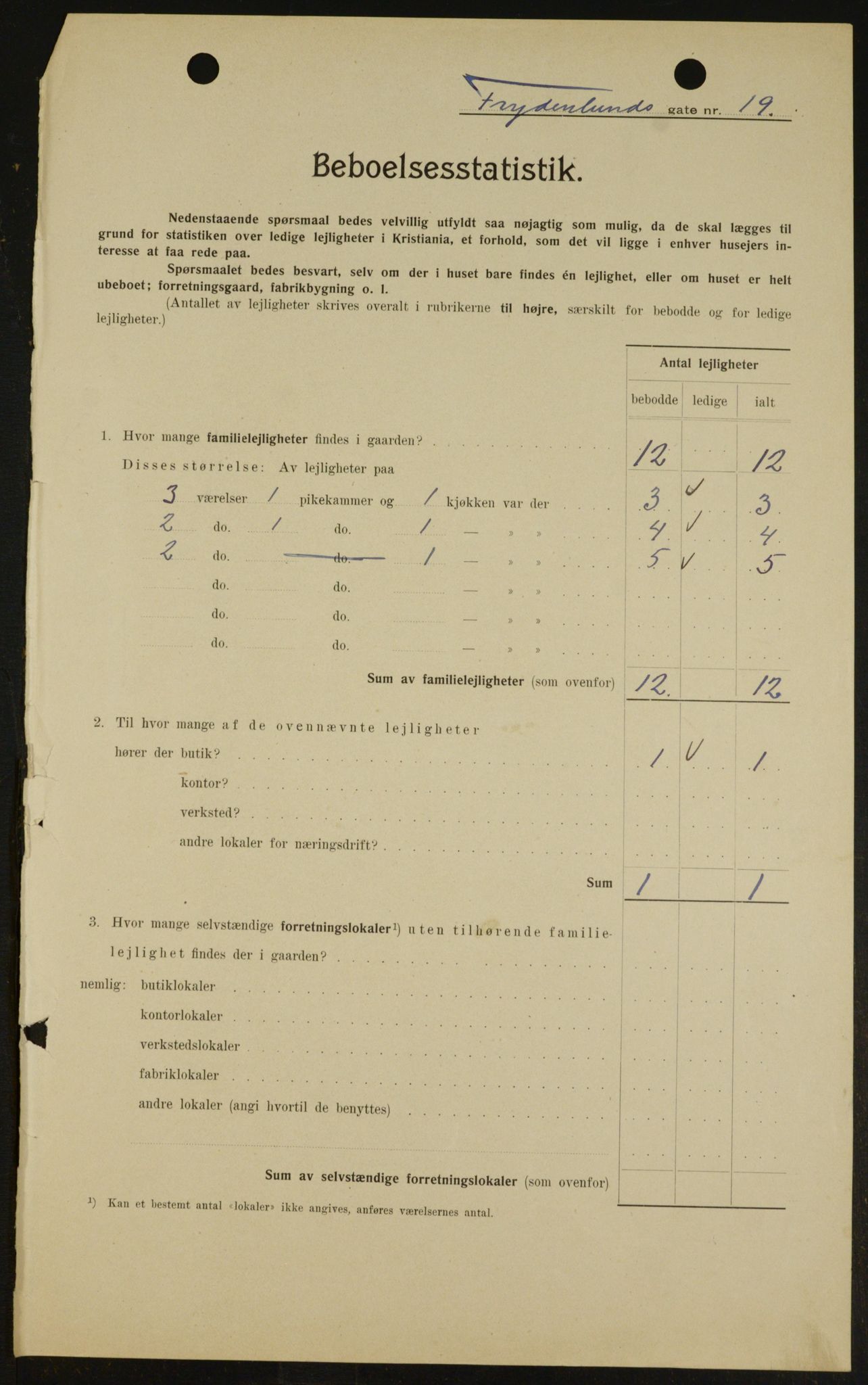 OBA, Kommunal folketelling 1.2.1909 for Kristiania kjøpstad, 1909, s. 25814