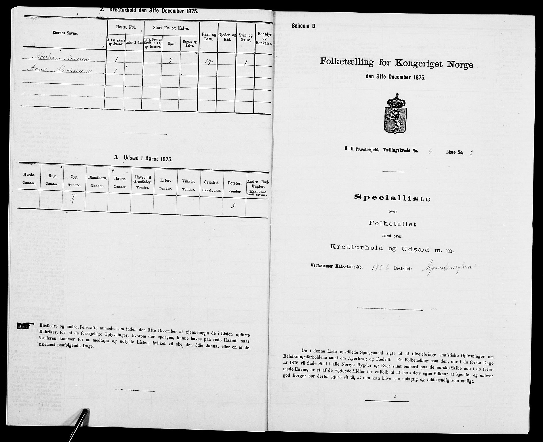 SAK, Folketelling 1875 for 0929P Åmli prestegjeld, 1875, s. 458