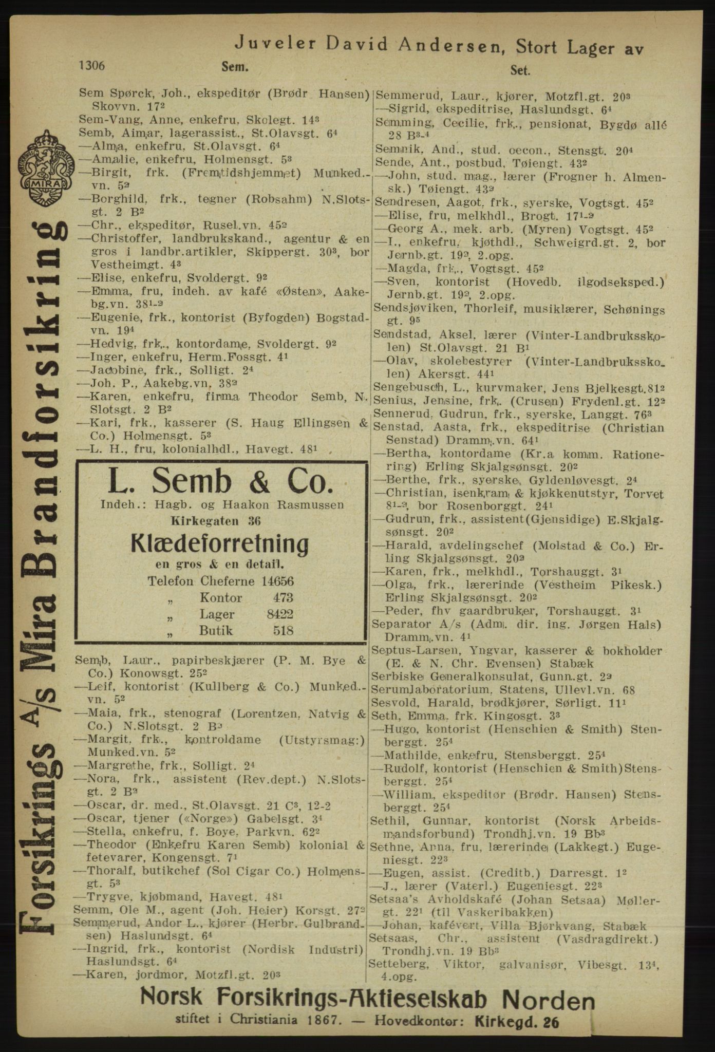 Kristiania/Oslo adressebok, PUBL/-, 1918, s. 1331