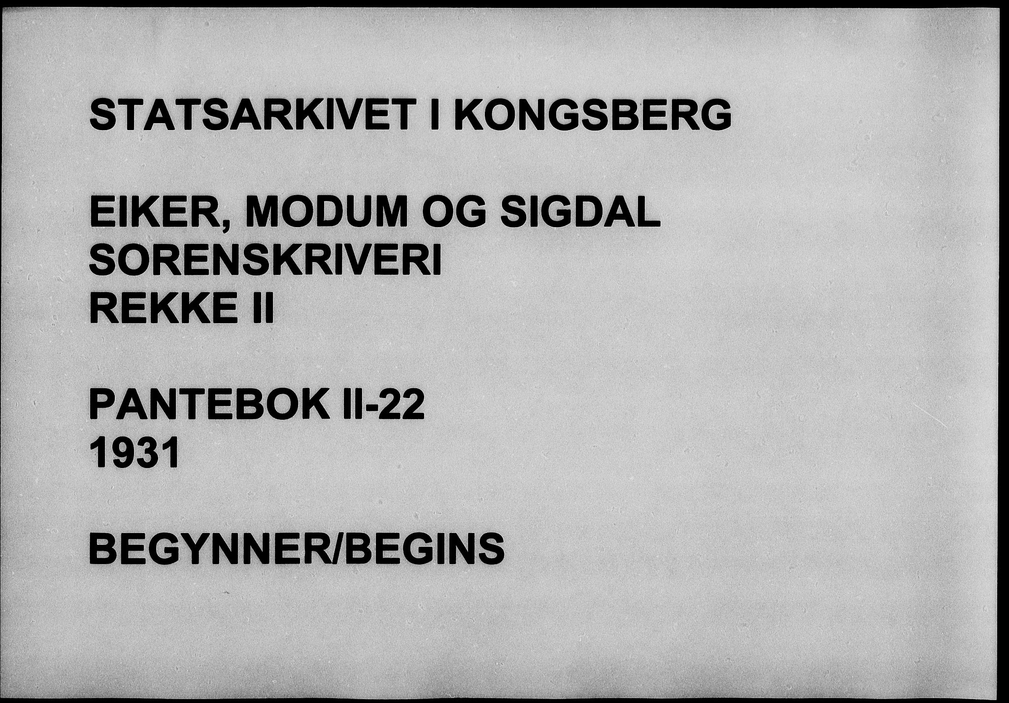 Eiker, Modum og Sigdal sorenskriveri, SAKO/A-123/G/Ga/Gab/L0022: Pantebok nr. II 22, 1931-1931