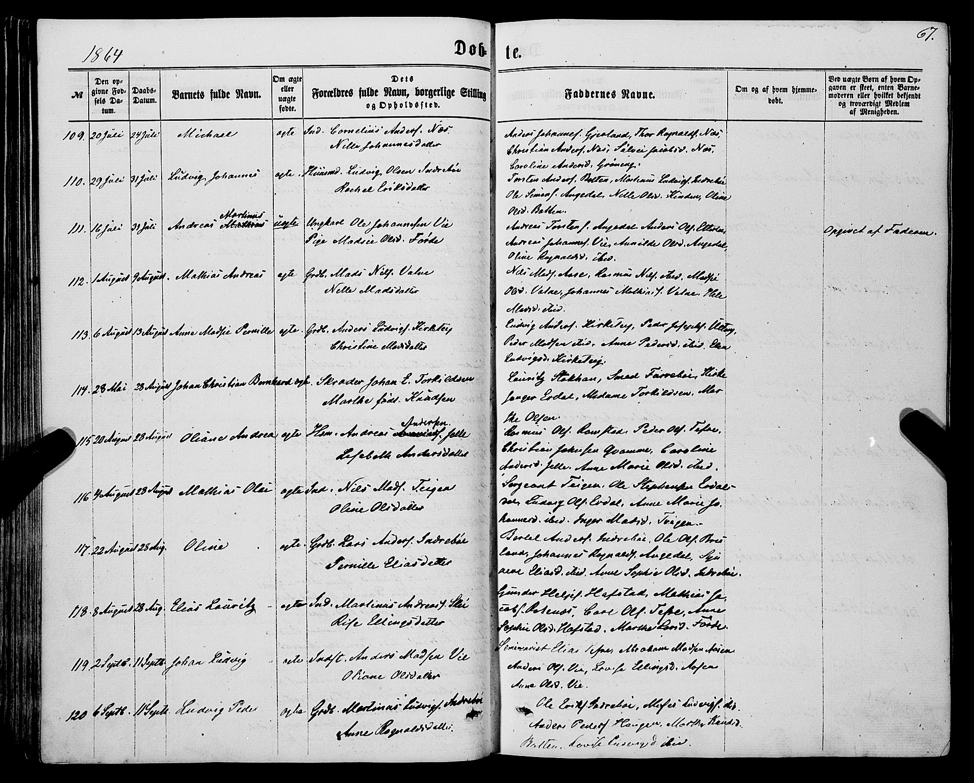 Førde sokneprestembete, AV/SAB-A-79901/H/Haa/Haaa/L0009: Ministerialbok nr. A 9, 1861-1877, s. 67