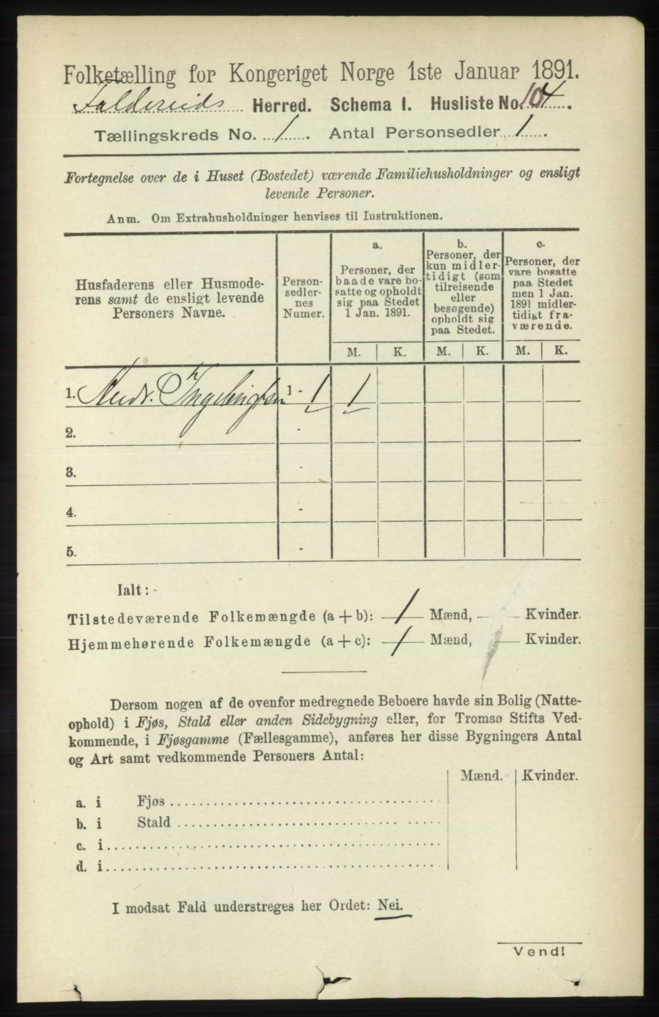 RA, Folketelling 1891 for 1753 Foldereid herred, 1891, s. 116