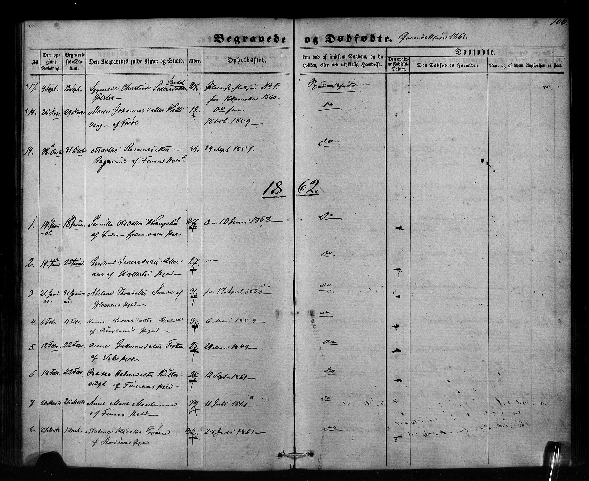 Pleiestiftelsen nr. 1 for spedalske sokneprestembete*, SAB/-: Ministerialbok nr. A 1, 1859-1886, s. 106