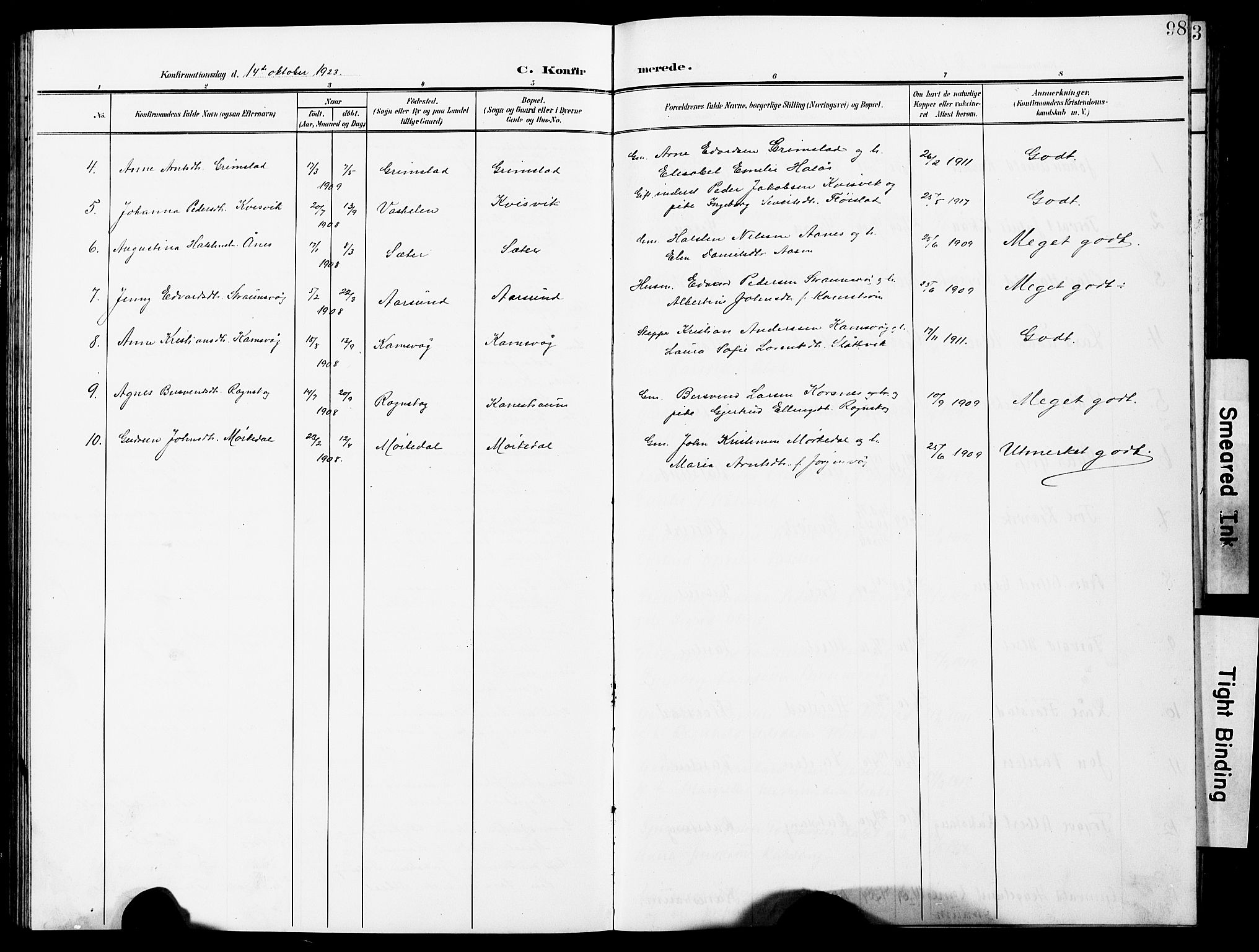 Ministerialprotokoller, klokkerbøker og fødselsregistre - Møre og Romsdal, AV/SAT-A-1454/587/L1001: Klokkerbok nr. 587C01, 1906-1927, s. 98