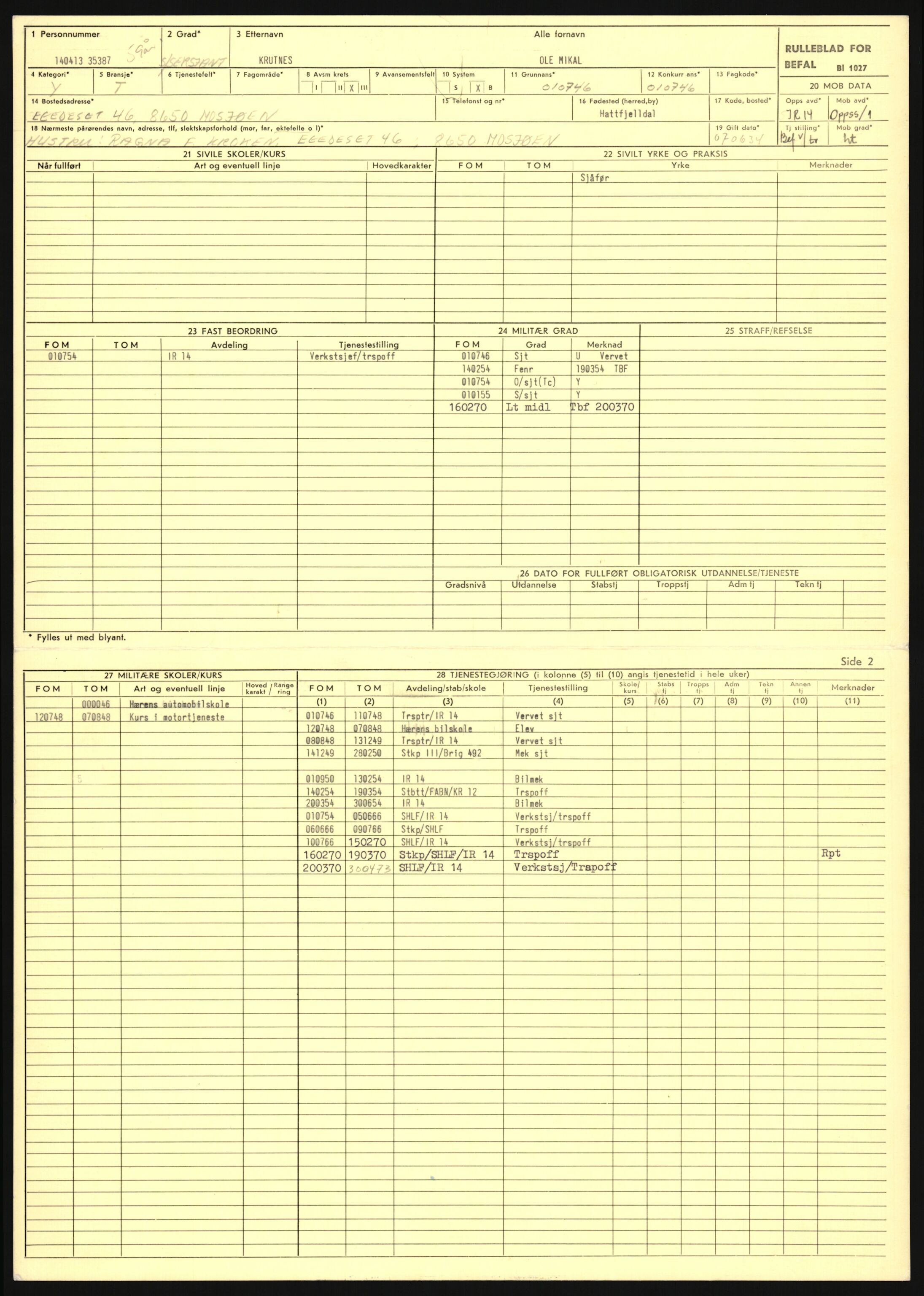 Forsvaret, Sør-Hålogaland landforsvar, AV/RA-RAFA-2552/P/Pa/L0302: Personellmapper for slettet personell, yrkesbefal og vernepliktig befal, født 1913-1916, 1932-1976, s. 93