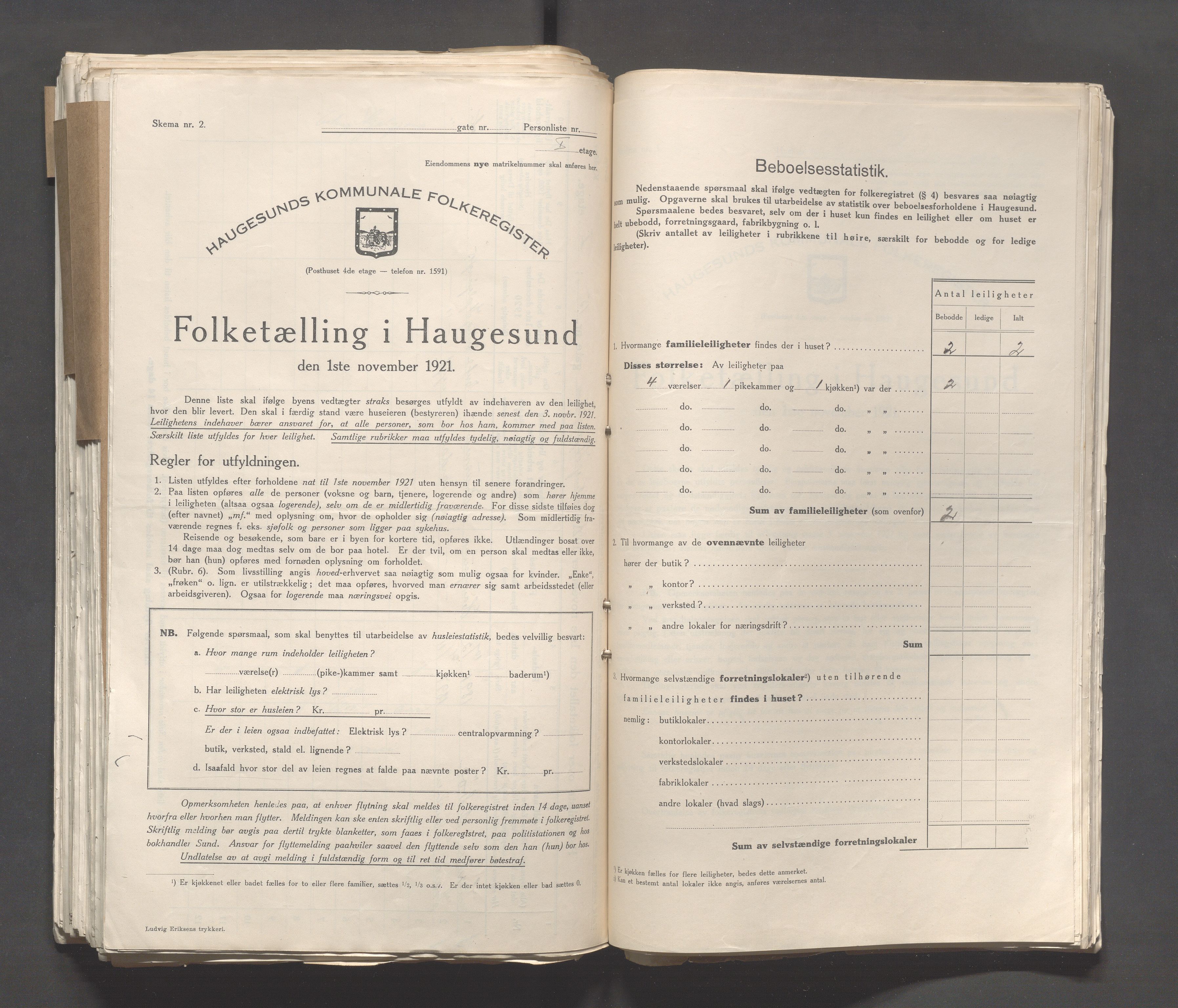 IKAR, Kommunal folketelling 1.11.1921 for Haugesund, 1921, s. 707