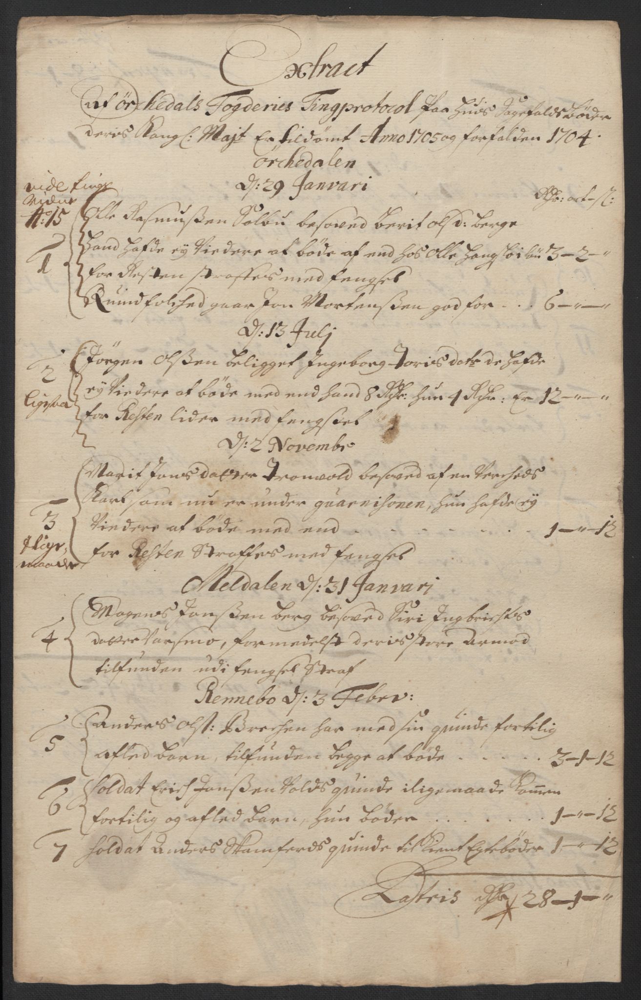 Rentekammeret inntil 1814, Reviderte regnskaper, Fogderegnskap, AV/RA-EA-4092/R60/L3955: Fogderegnskap Orkdal og Gauldal, 1705, s. 190