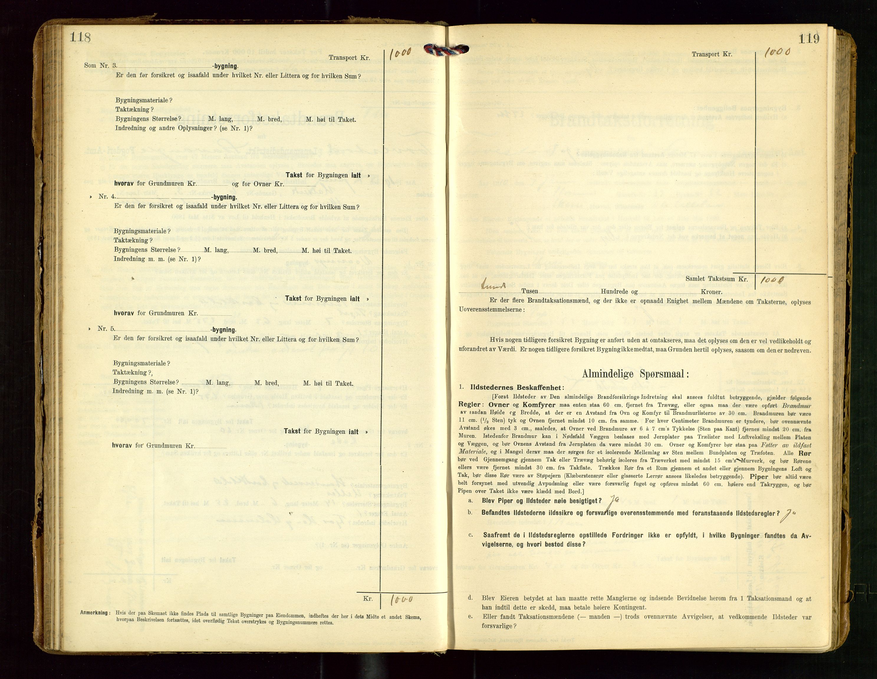 Torvestad lensmannskontor, SAST/A-100307/1/Gob/L0004: "Brandtaxationsprotokol for Torvestad Lensmannsdistrikt", 1909-1923, s. 118-119