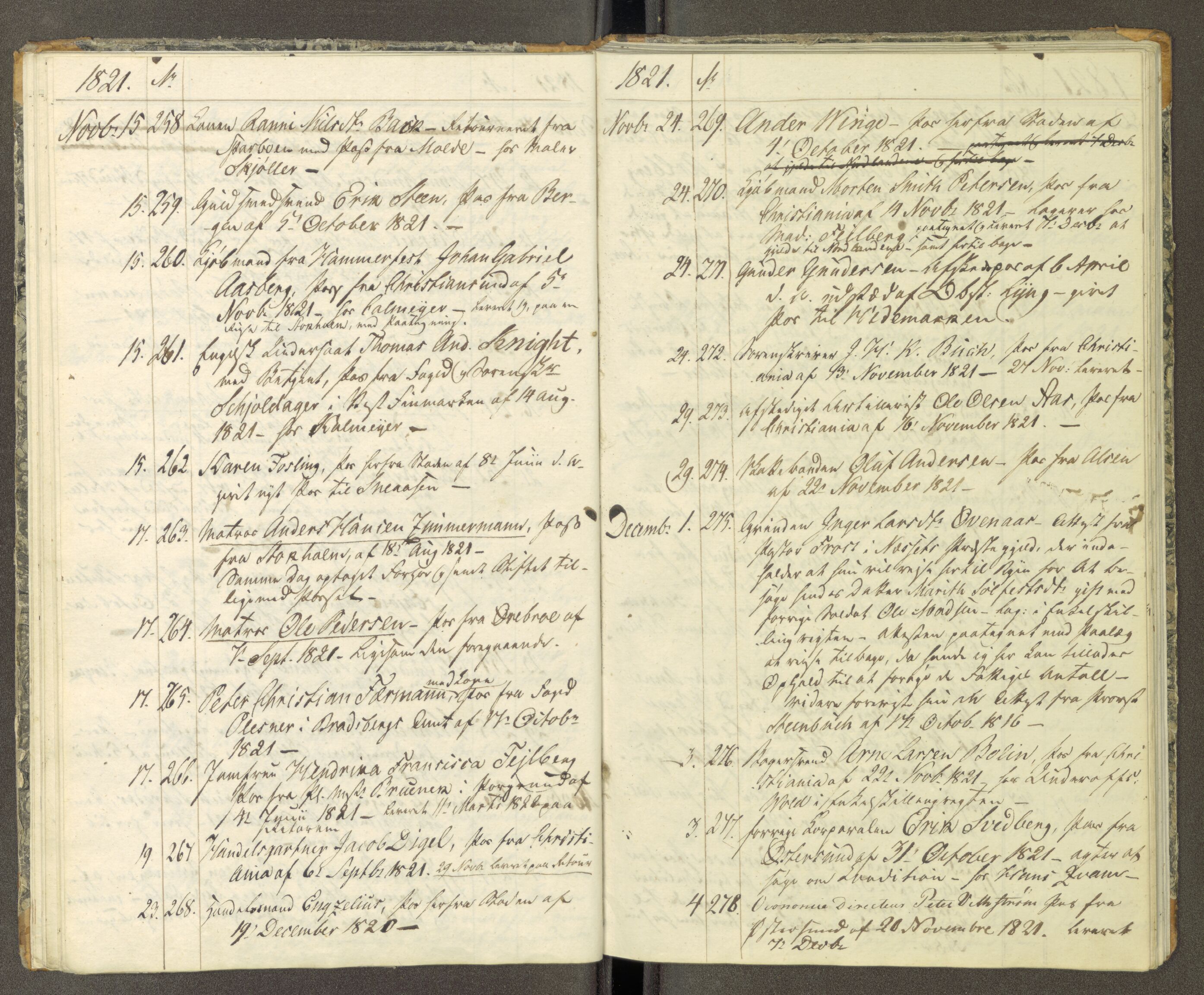 Trondheim politikammer, AV/SAT-A-1887/1/30/L0002: Passprotokoll. Første del:utstedtete pass. Andre del :innleverte/fornyede, 1819-1823