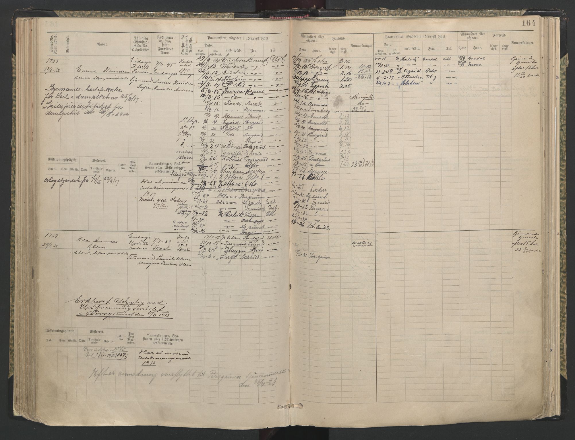 Brevik innrulleringskontor, AV/SAKO-A-833/F/Fb/L0007: Hovedrulle, 1897-1948, s. 164