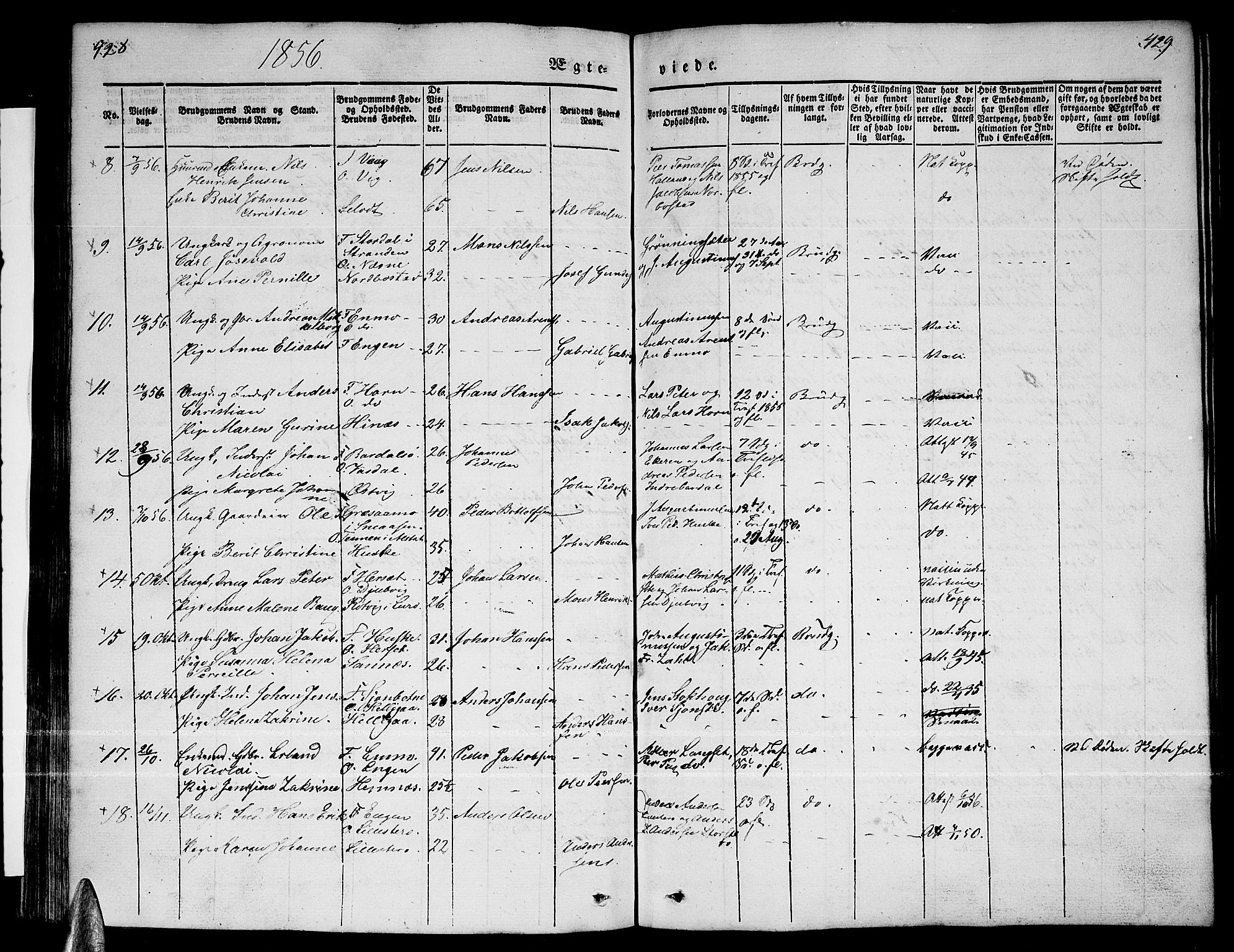 Ministerialprotokoller, klokkerbøker og fødselsregistre - Nordland, AV/SAT-A-1459/838/L0555: Klokkerbok nr. 838C02, 1842-1861, s. 428-429