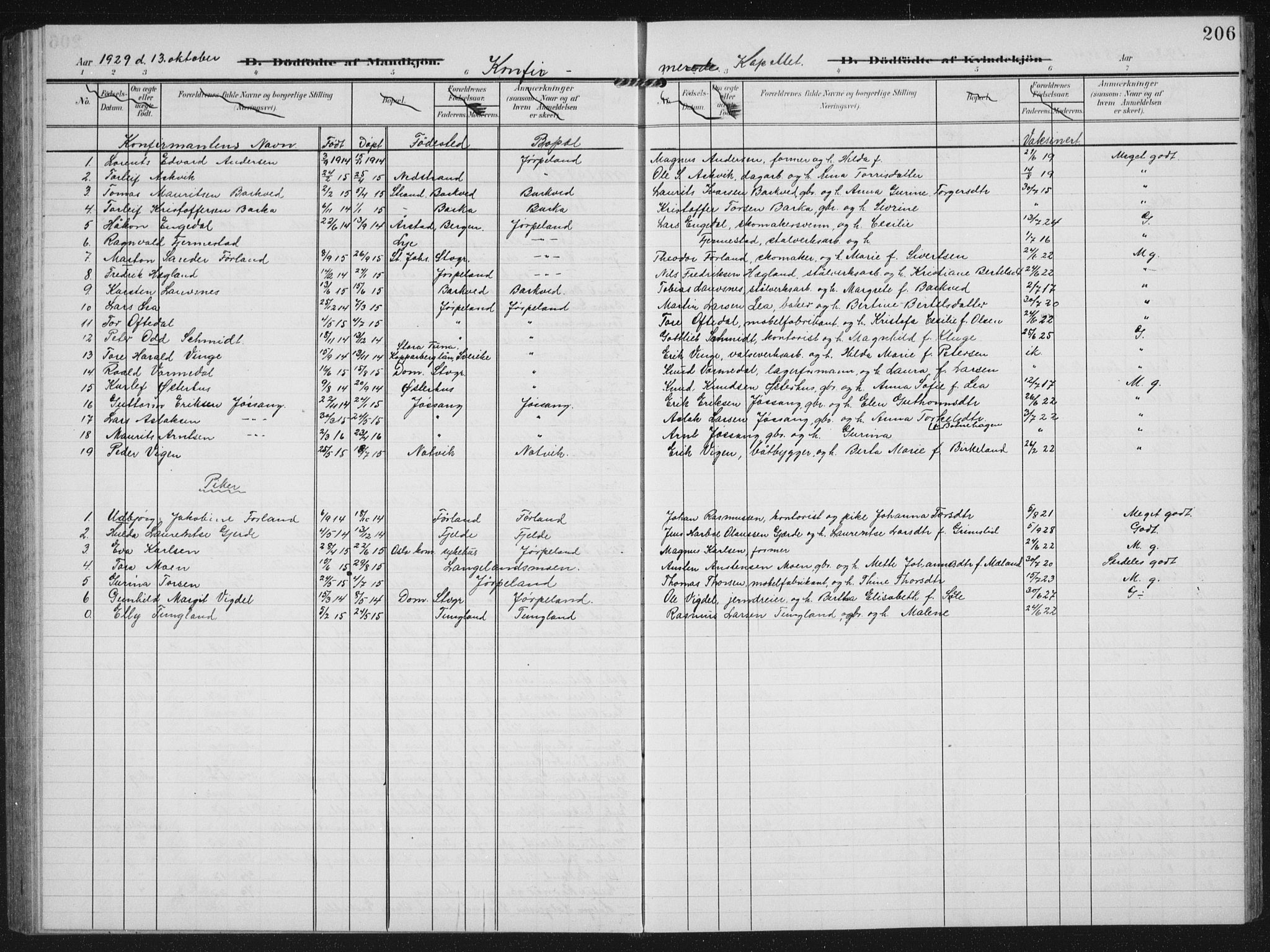 Strand sokneprestkontor, AV/SAST-A-101828/H/Ha/Hab/L0005: Klokkerbok nr. B 5, 1904-1934, s. 206