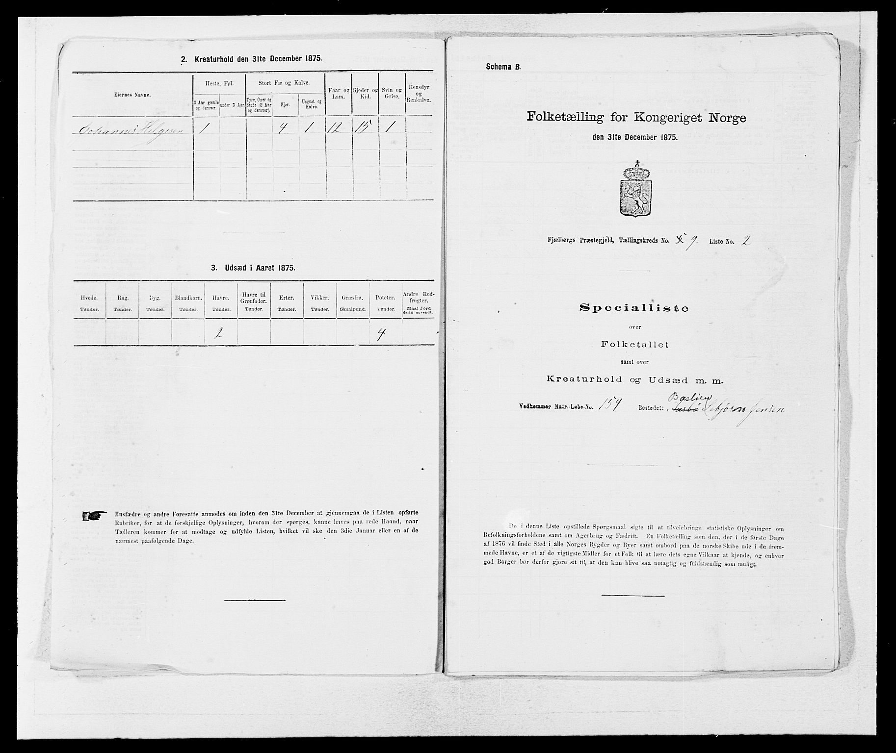 SAB, Folketelling 1875 for 1213P Fjelberg prestegjeld, 1875, s. 890