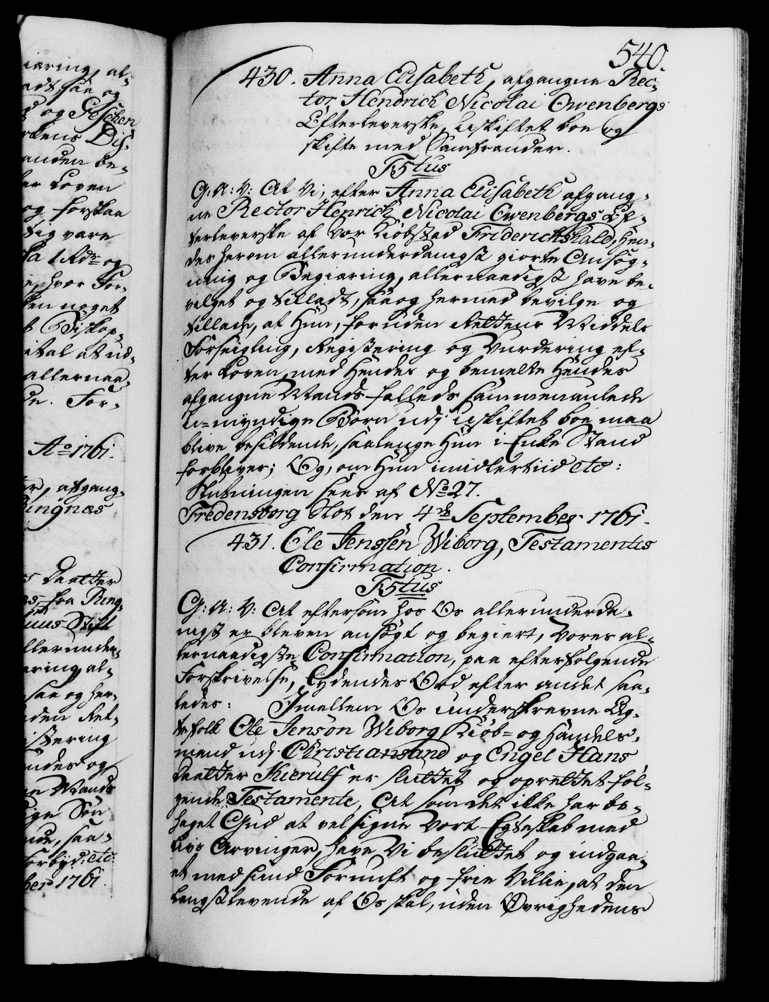 Danske Kanselli 1572-1799, RA/EA-3023/F/Fc/Fca/Fcaa/L0041: Norske registre, 1760-1762, s. 540a