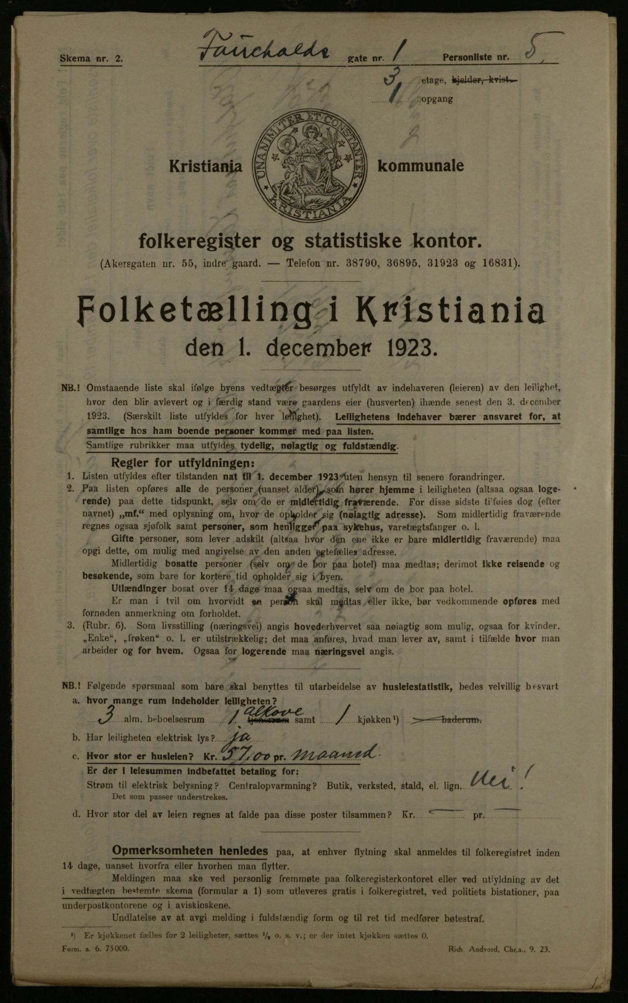 OBA, Kommunal folketelling 1.12.1923 for Kristiania, 1923, s. 26574