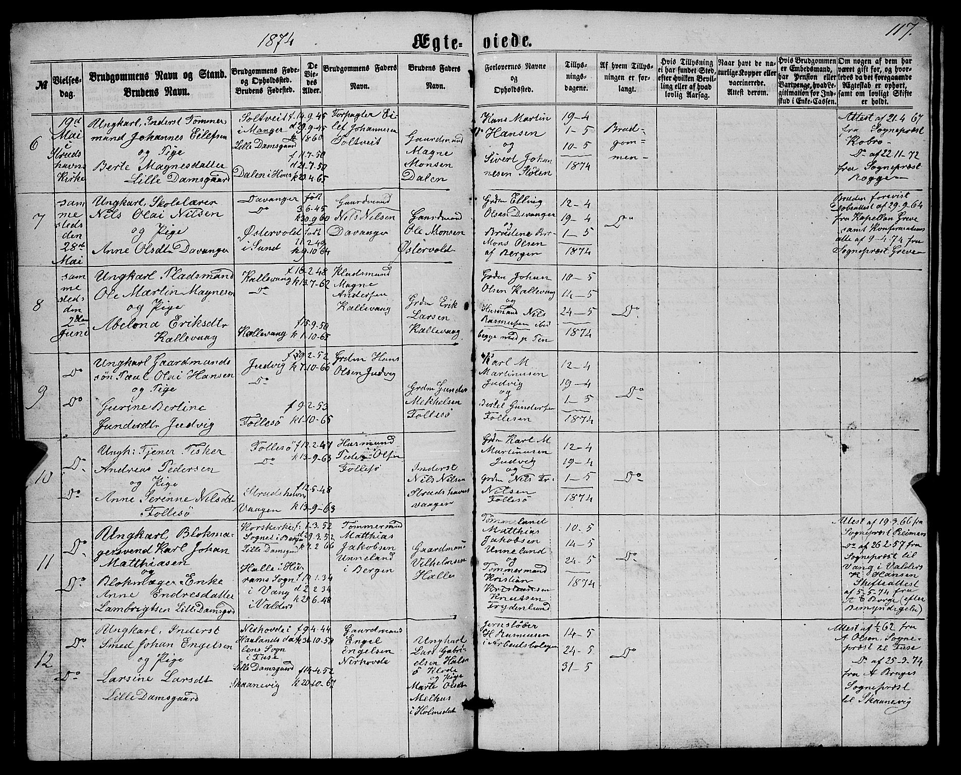Askøy Sokneprestembete, AV/SAB-A-74101/H/Ha/Hab/Haba/L0006: Klokkerbok nr. A 6, 1861-1881, s. 117