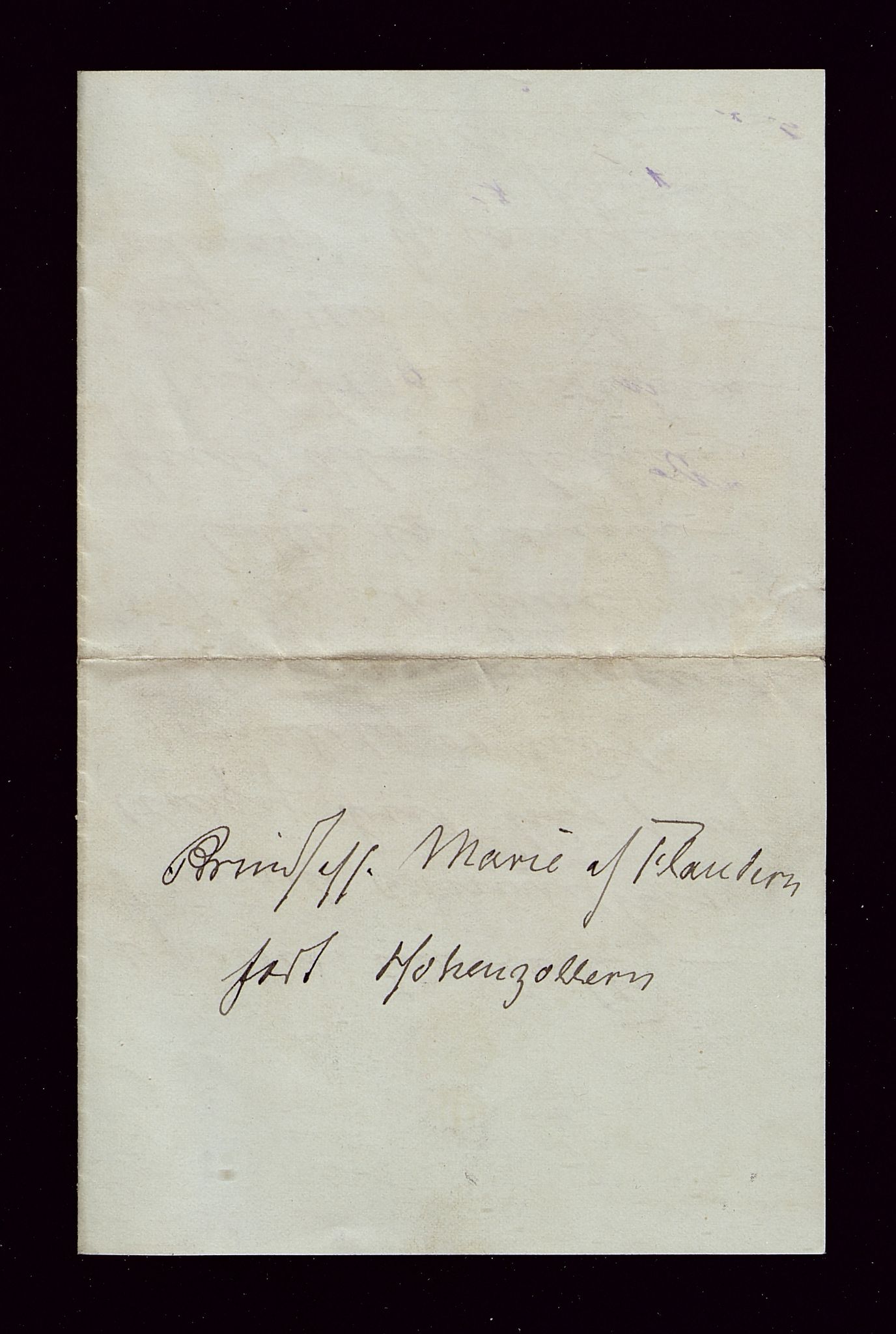Øvre Amla, gnr. 106, VLFK/SFF-2013149/E/Eb/L0001/0027: Autografer utenlandske / Marie, prinsesse av Flandern f. Hohenzollern
