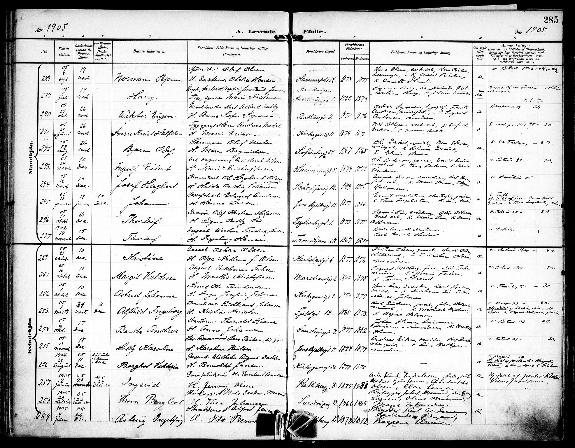 Petrus prestekontor Kirkebøker, AV/SAO-A-10872/F/Fa/L0008: Ministerialbok nr. 8, 1899-1909, s. 285