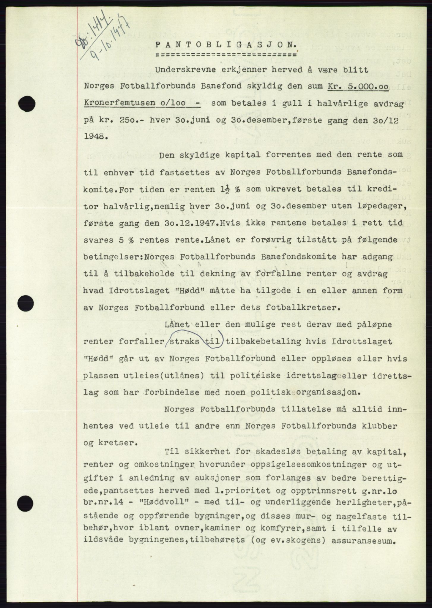 Søre Sunnmøre sorenskriveri, AV/SAT-A-4122/1/2/2C/L0115: Pantebok nr. 3B, 1947-1948, Dagboknr: 1414/1947