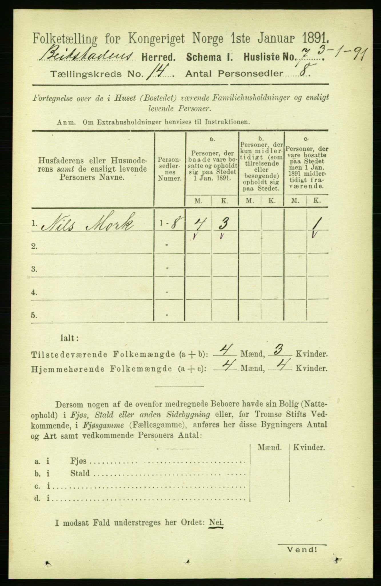 RA, Folketelling 1891 for 1727 Beitstad herred, 1891, s. 3827