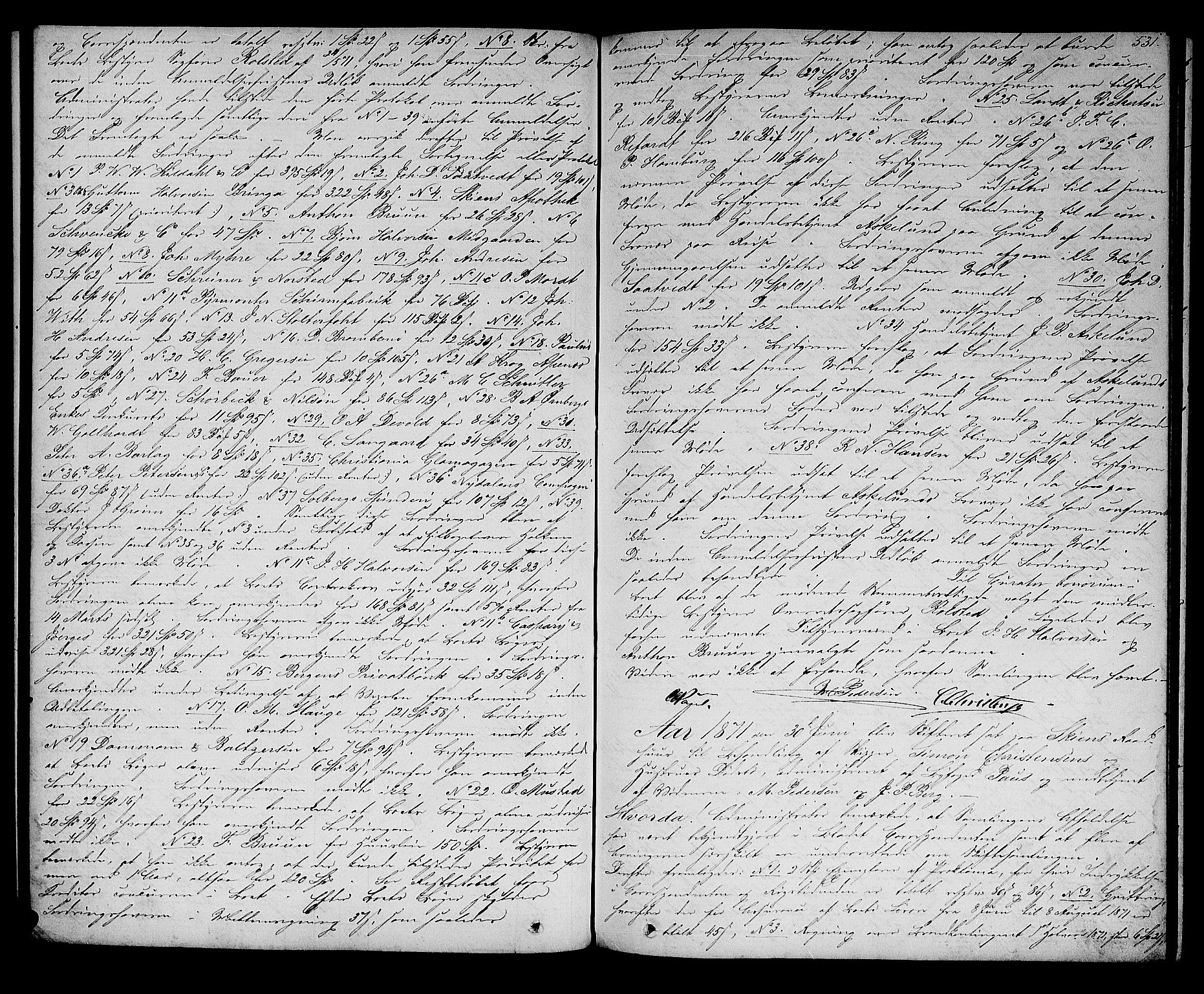 Skien byfogd, AV/SAKO-A-219/H/Hd/L0010: Skifteforhandlingsprotokoll, 1862-1880, s. 530-531