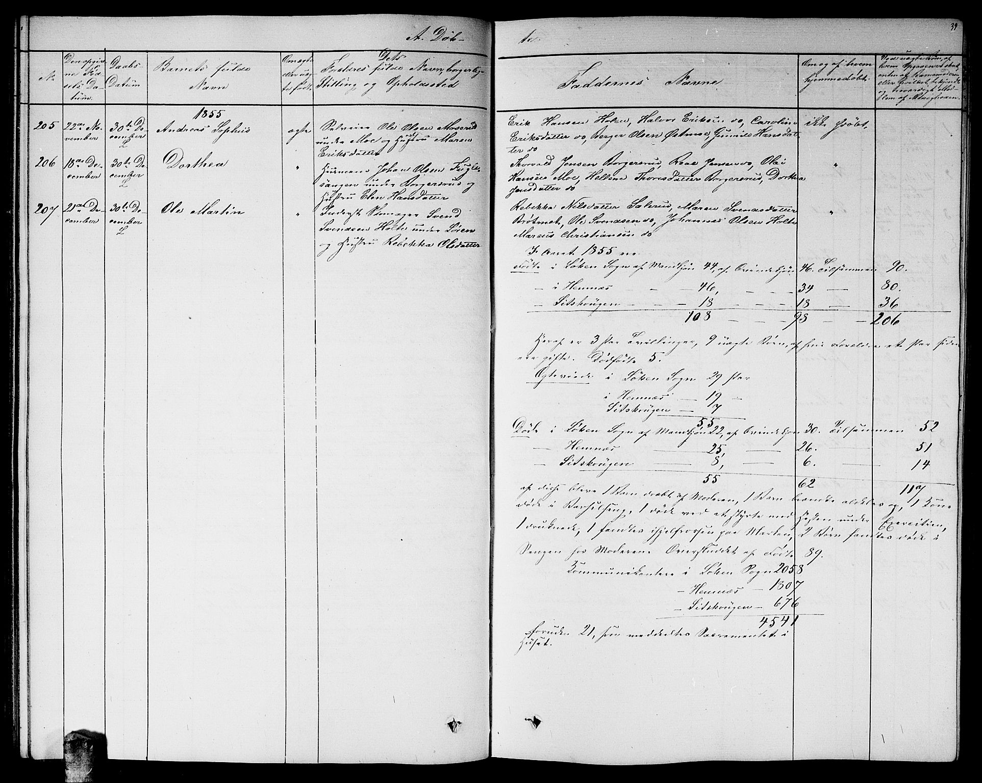 Høland prestekontor Kirkebøker, SAO/A-10346a/G/Ga/L0004: Klokkerbok nr. I 4, 1854-1862, s. 39