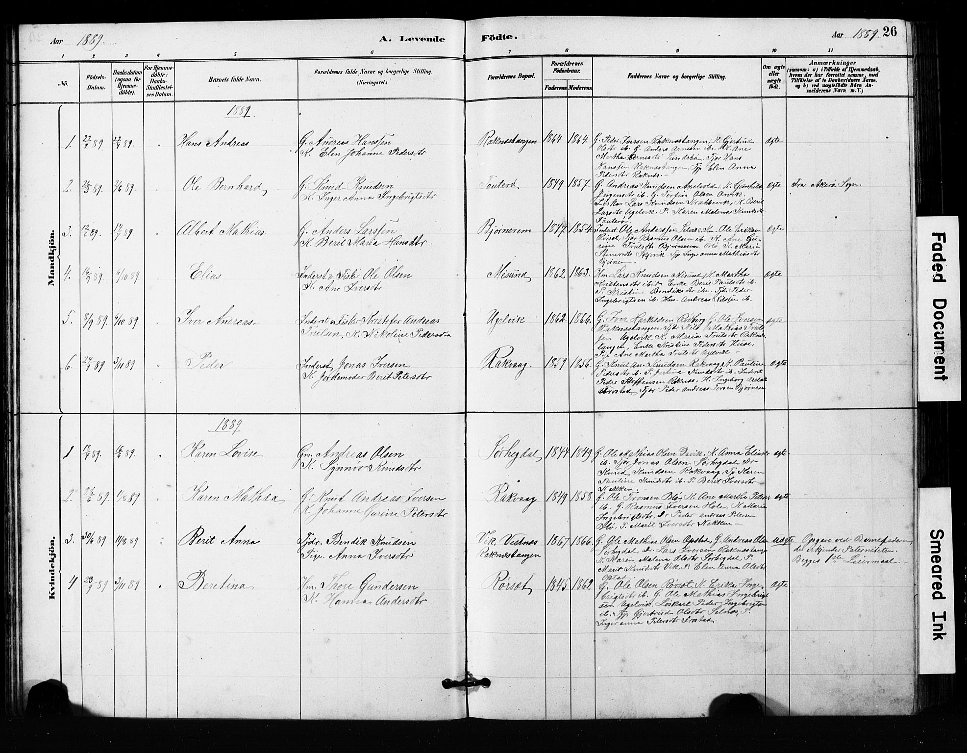 Ministerialprotokoller, klokkerbøker og fødselsregistre - Møre og Romsdal, AV/SAT-A-1454/563/L0737: Klokkerbok nr. 563C01, 1878-1916, s. 26