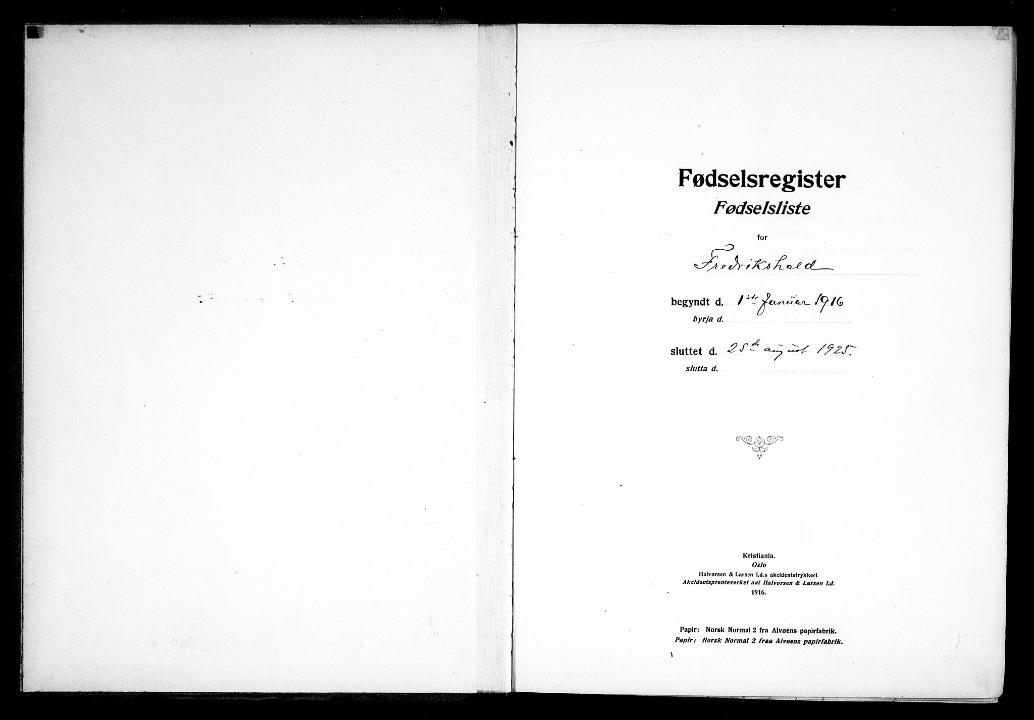 Halden prestekontor Kirkebøker, SAO/A-10909/J/Ja/L0001: Fødselsregister nr. I 1, 1916-1925