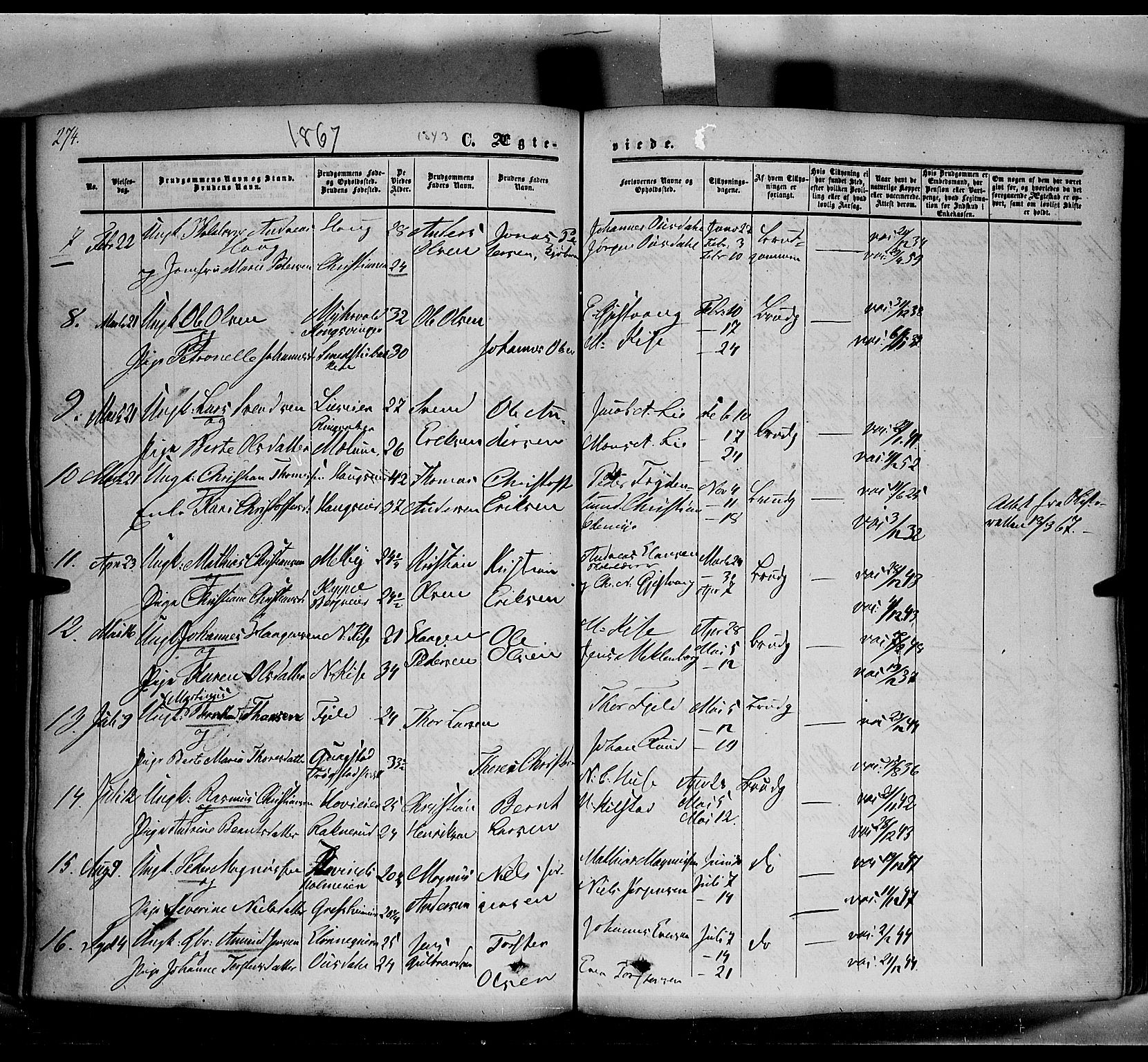 Nes prestekontor, Hedmark, AV/SAH-PREST-020/K/Ka/L0004: Ministerialbok nr. 4, 1852-1886, s. 274