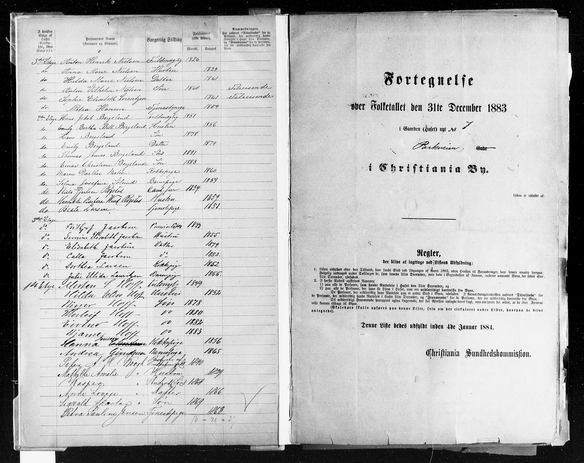 OBA, Kommunal folketelling 31.12.1883 for Kristiania kjøpstad, 1883, s. 3249