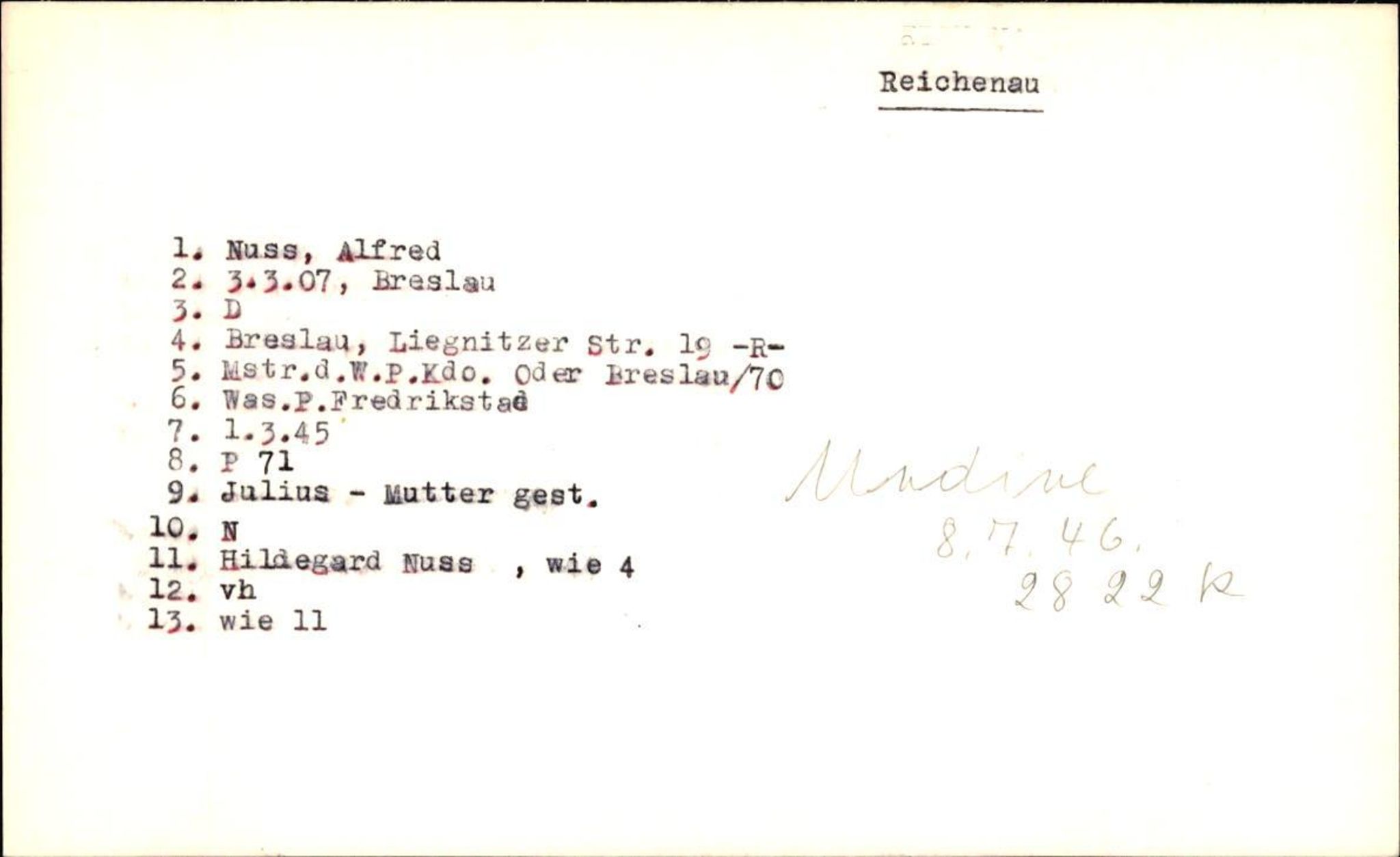 Hjemsendte tyskere , RA/RAFA-6487/D/Db/L0020: Mülzet-Paülisch, 1945-1947, s. 750