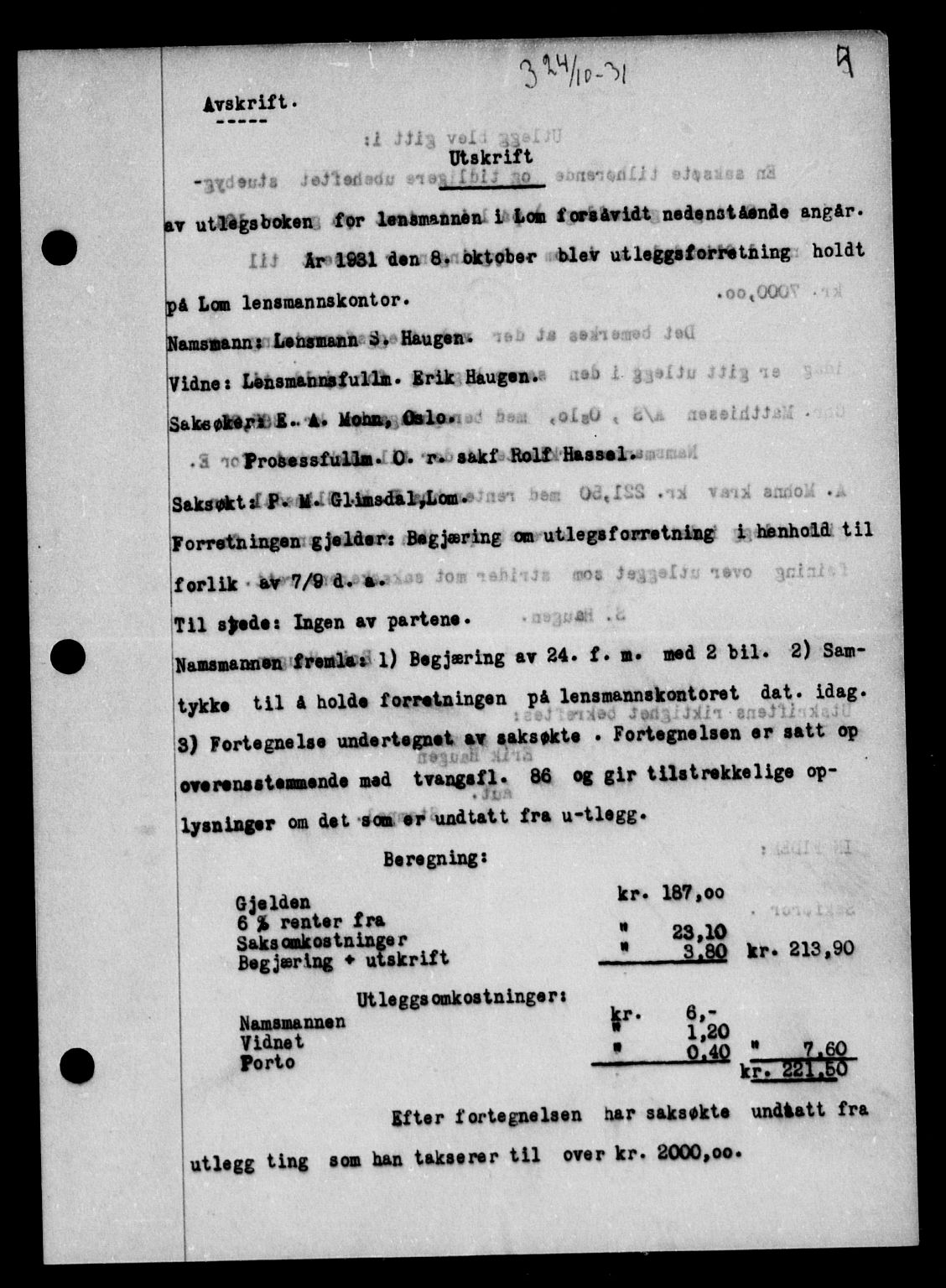 Nord-Gudbrandsdal tingrett, AV/SAH-TING-002/H/Hb/Hba/L0037: Pantebok nr. 37, 1931-1932, s. 4