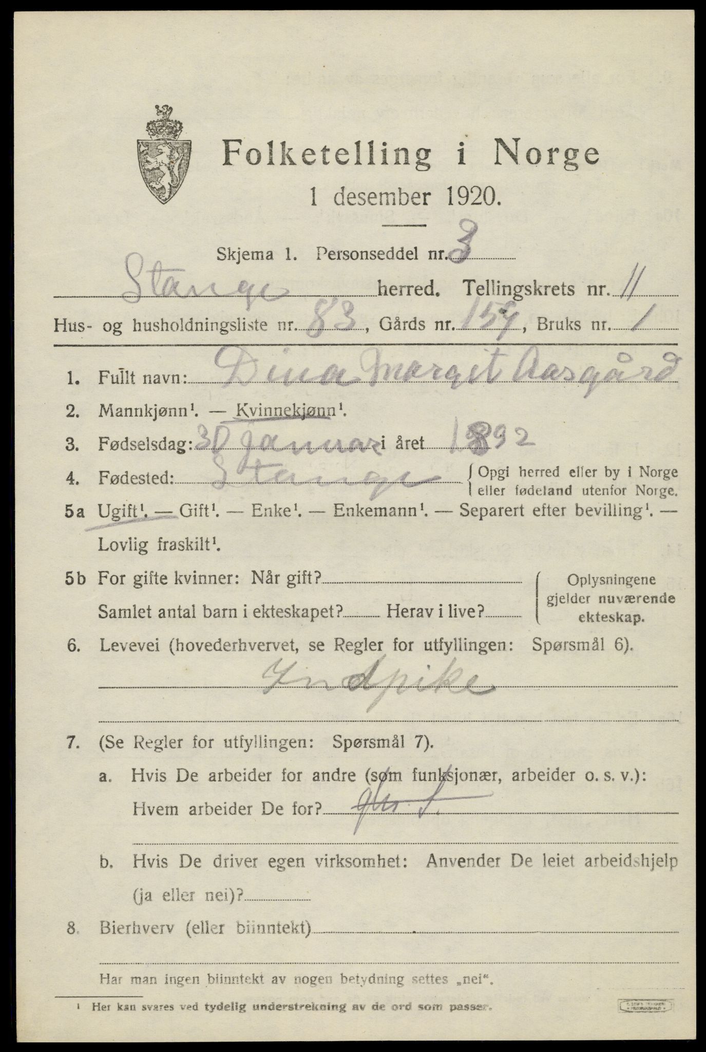 SAH, Folketelling 1920 for 0417 Stange herred, 1920, s. 17819