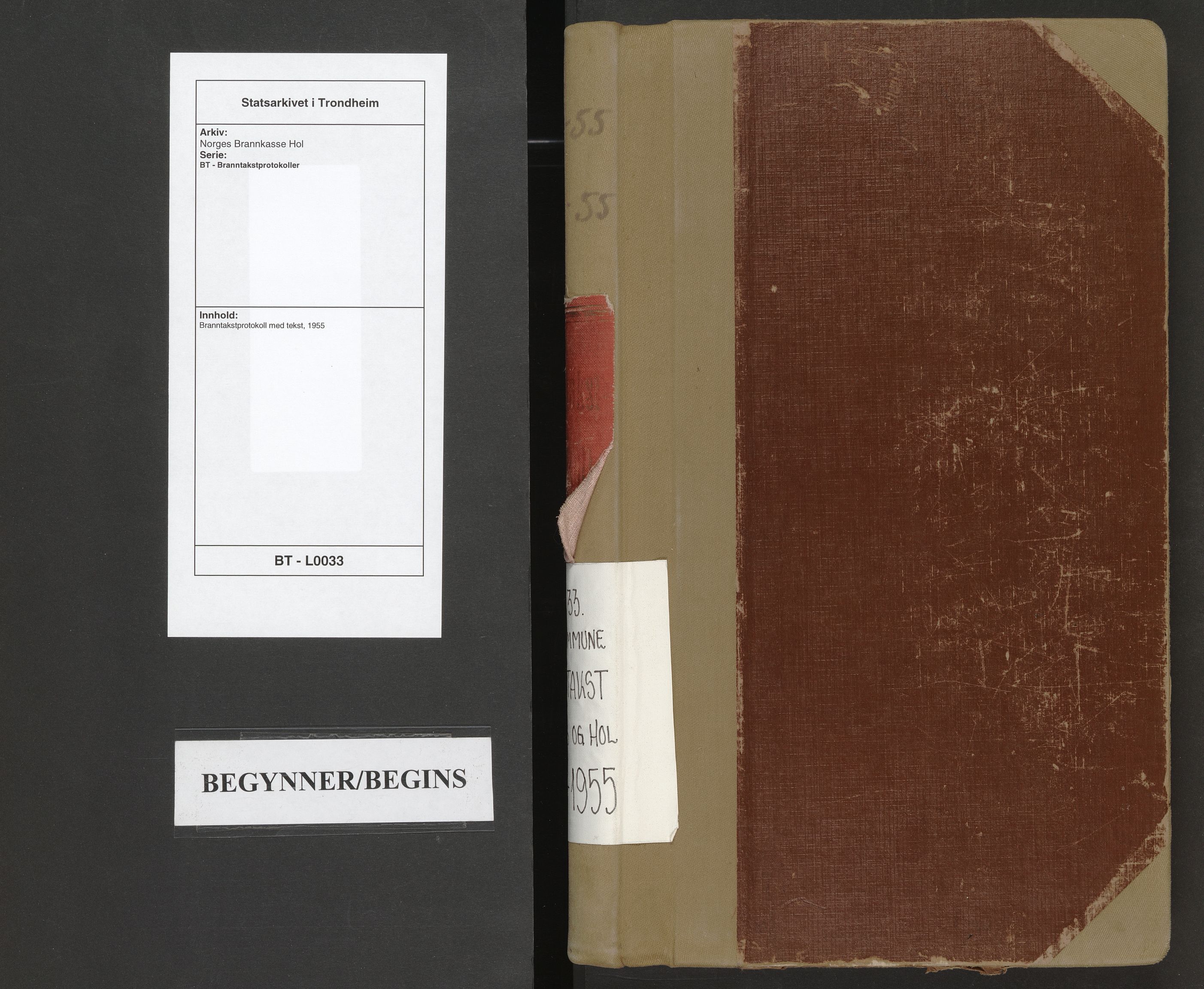 Norges Brannkasse Hol, SAT/A-5601/BT/L0033: Branntakstprotokoll med tekst, 1955