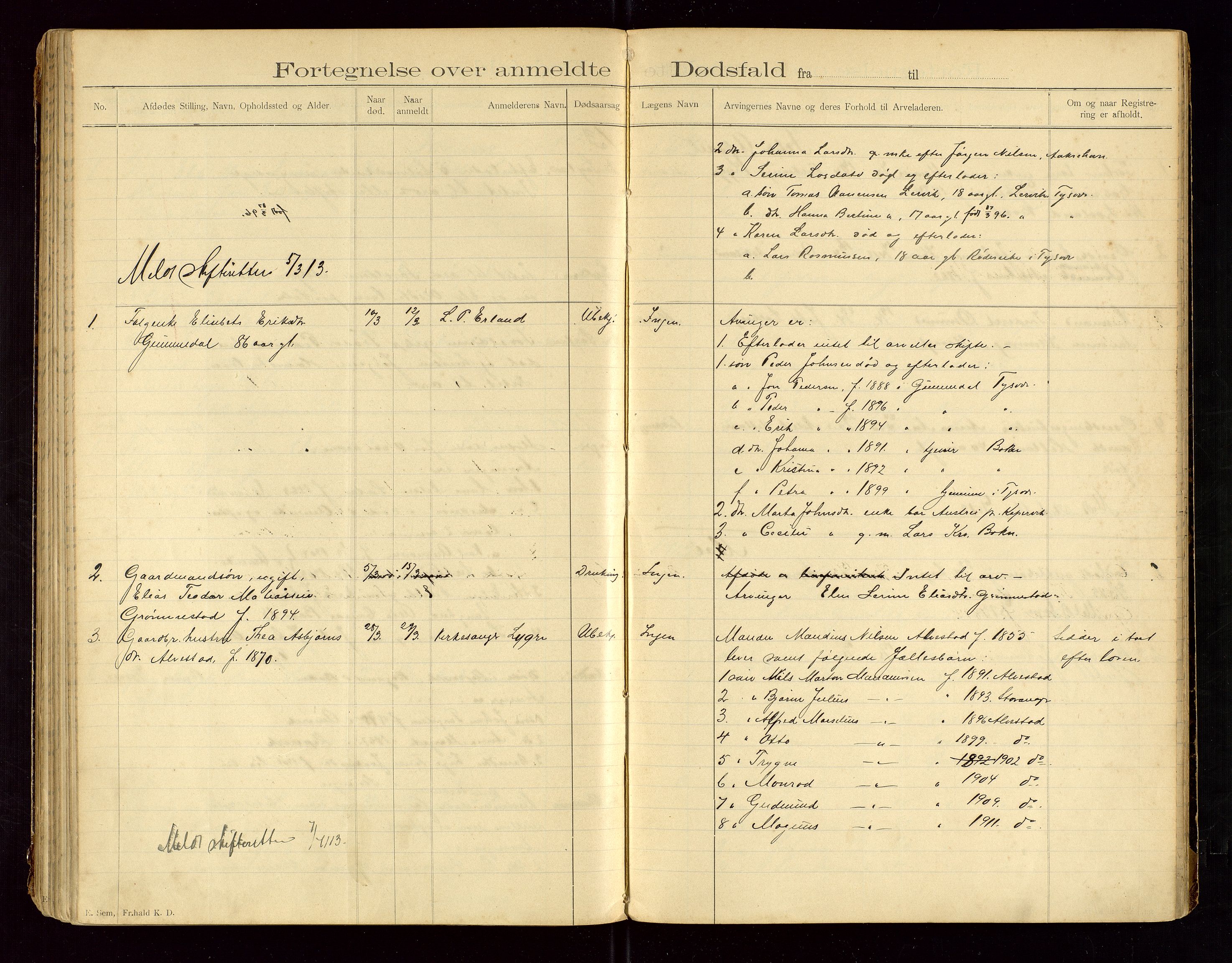 Tysvær lensmannskontor, AV/SAST-A-100192/Gga/L0002: "Dødsfalds-Protokol for Lensmanden i Tysvær Lensmandsdistrikt", 1897-1916