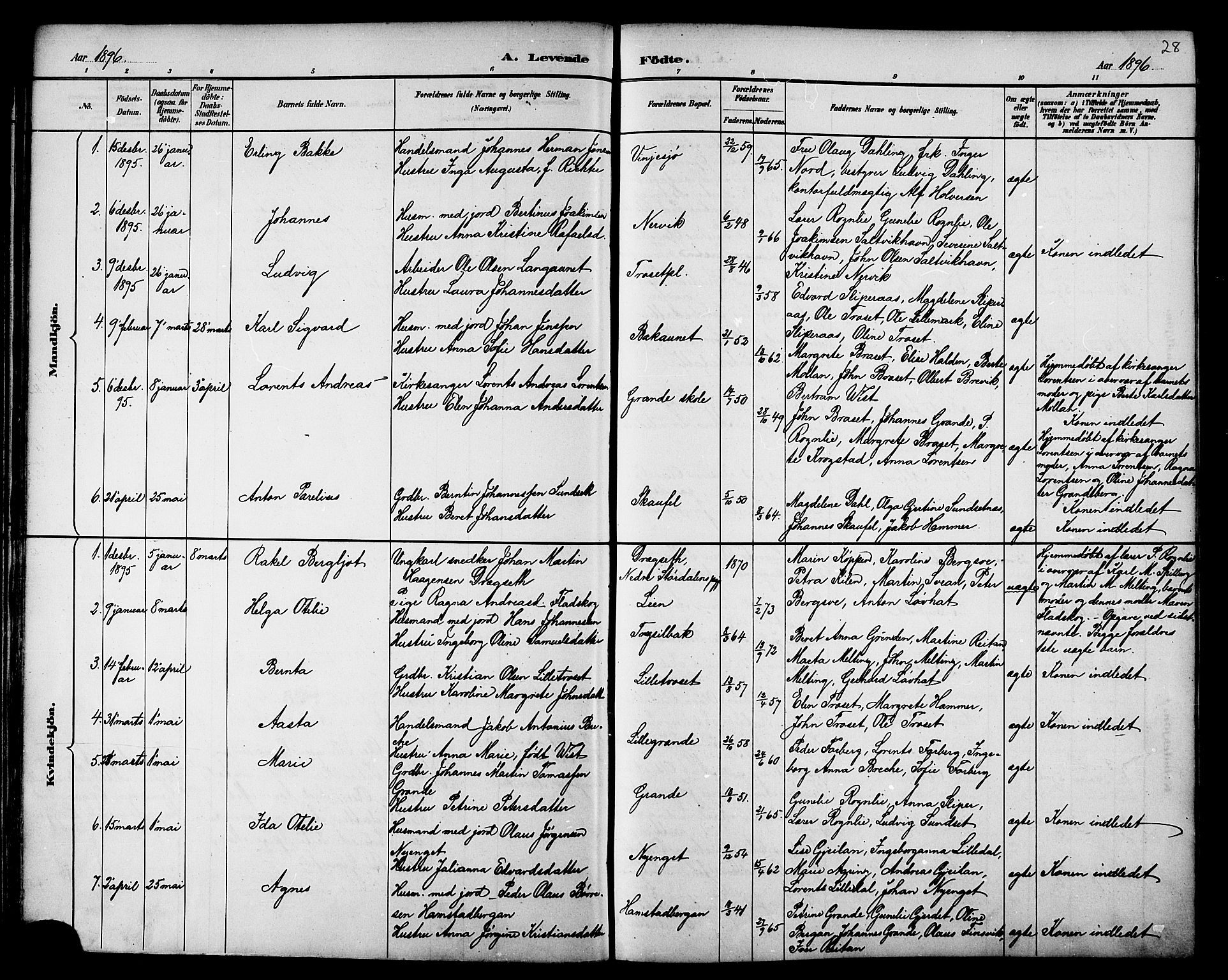 Ministerialprotokoller, klokkerbøker og fødselsregistre - Nord-Trøndelag, AV/SAT-A-1458/733/L0327: Klokkerbok nr. 733C02, 1888-1918, s. 28