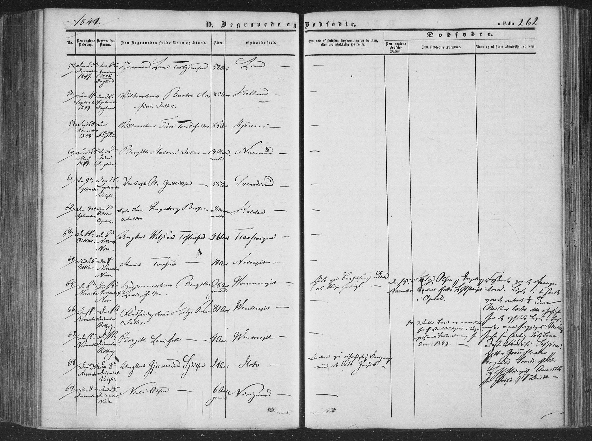 Rollag kirkebøker, AV/SAKO-A-240/F/Fa/L0008: Ministerialbok nr. I 8, 1847-1860, s. 262
