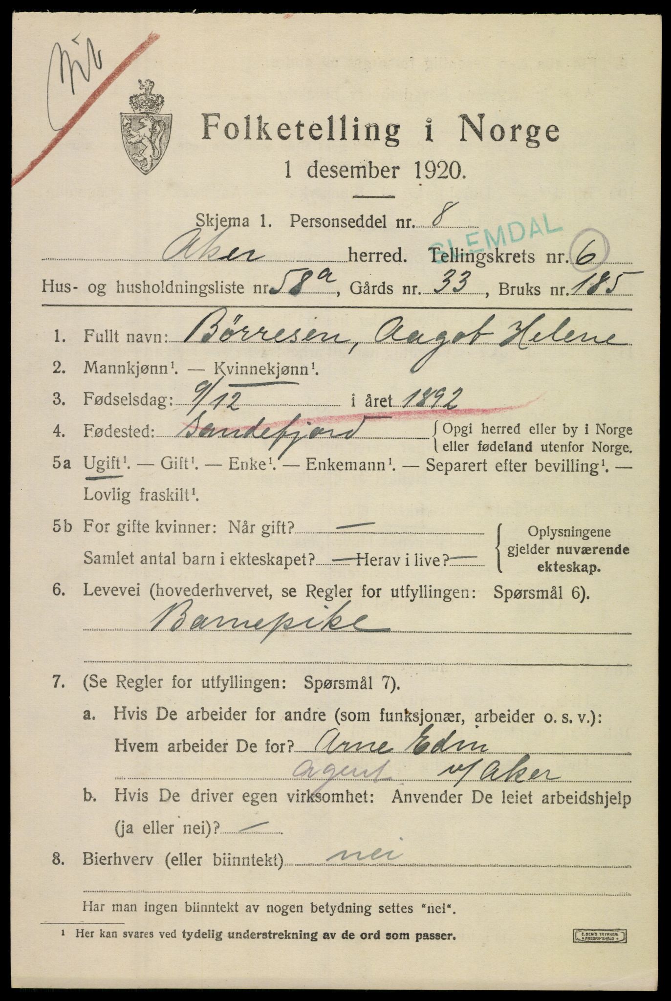 SAO, Folketelling 1920 for 0218 Aker herred, 1920, s. 35138