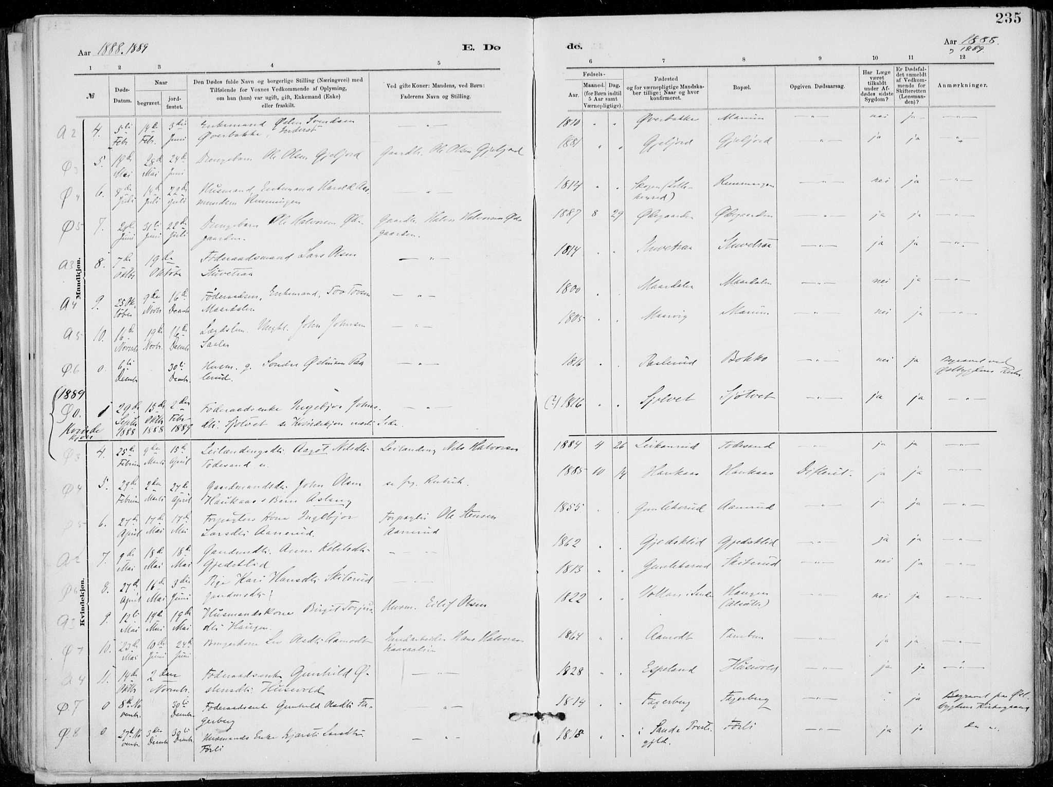 Tinn kirkebøker, AV/SAKO-A-308/F/Fa/L0007: Ministerialbok nr. I 7, 1878-1922, s. 235