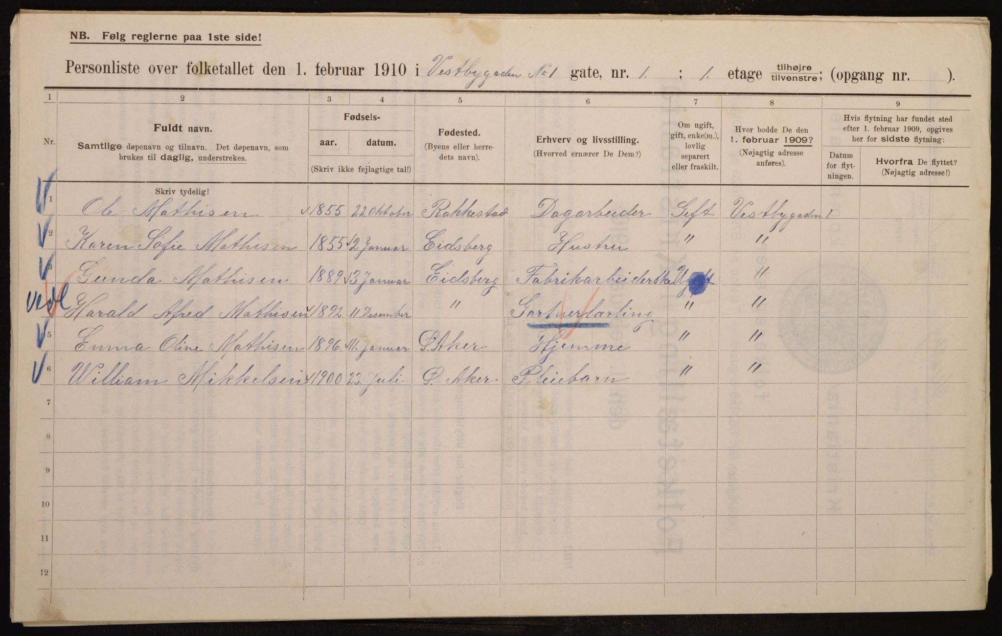 OBA, Kommunal folketelling 1.2.1910 for Kristiania, 1910, s. 115941