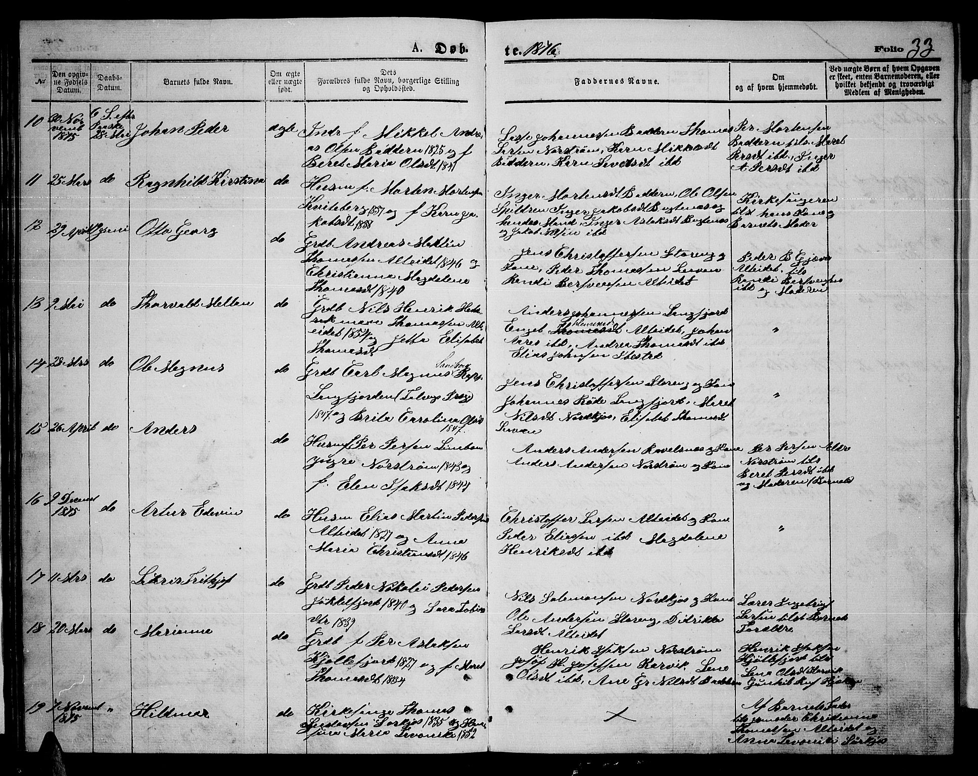 Skjervøy sokneprestkontor, AV/SATØ-S-1300/H/Ha/Hab/L0014klokker: Klokkerbok nr. 14, 1871-1877, s. 33