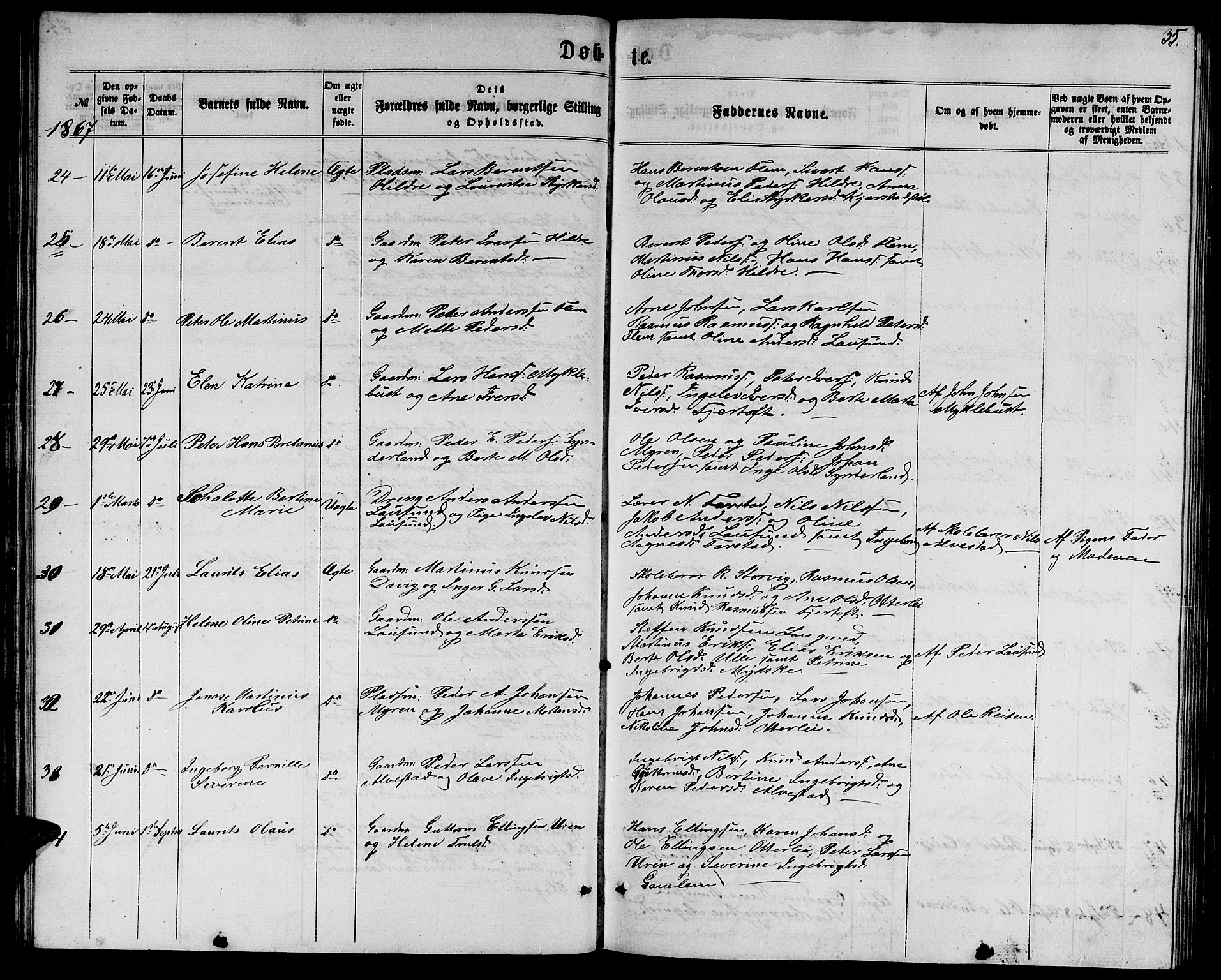 Ministerialprotokoller, klokkerbøker og fødselsregistre - Møre og Romsdal, AV/SAT-A-1454/536/L0508: Klokkerbok nr. 536C03, 1860-1870, s. 35