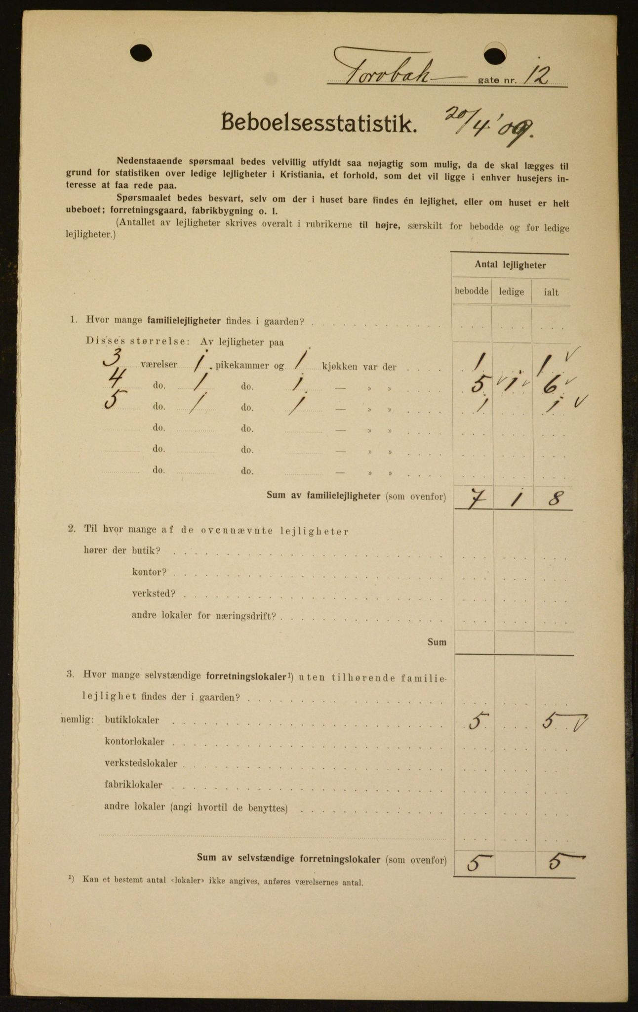 OBA, Kommunal folketelling 1.2.1909 for Kristiania kjøpstad, 1909, s. 104475