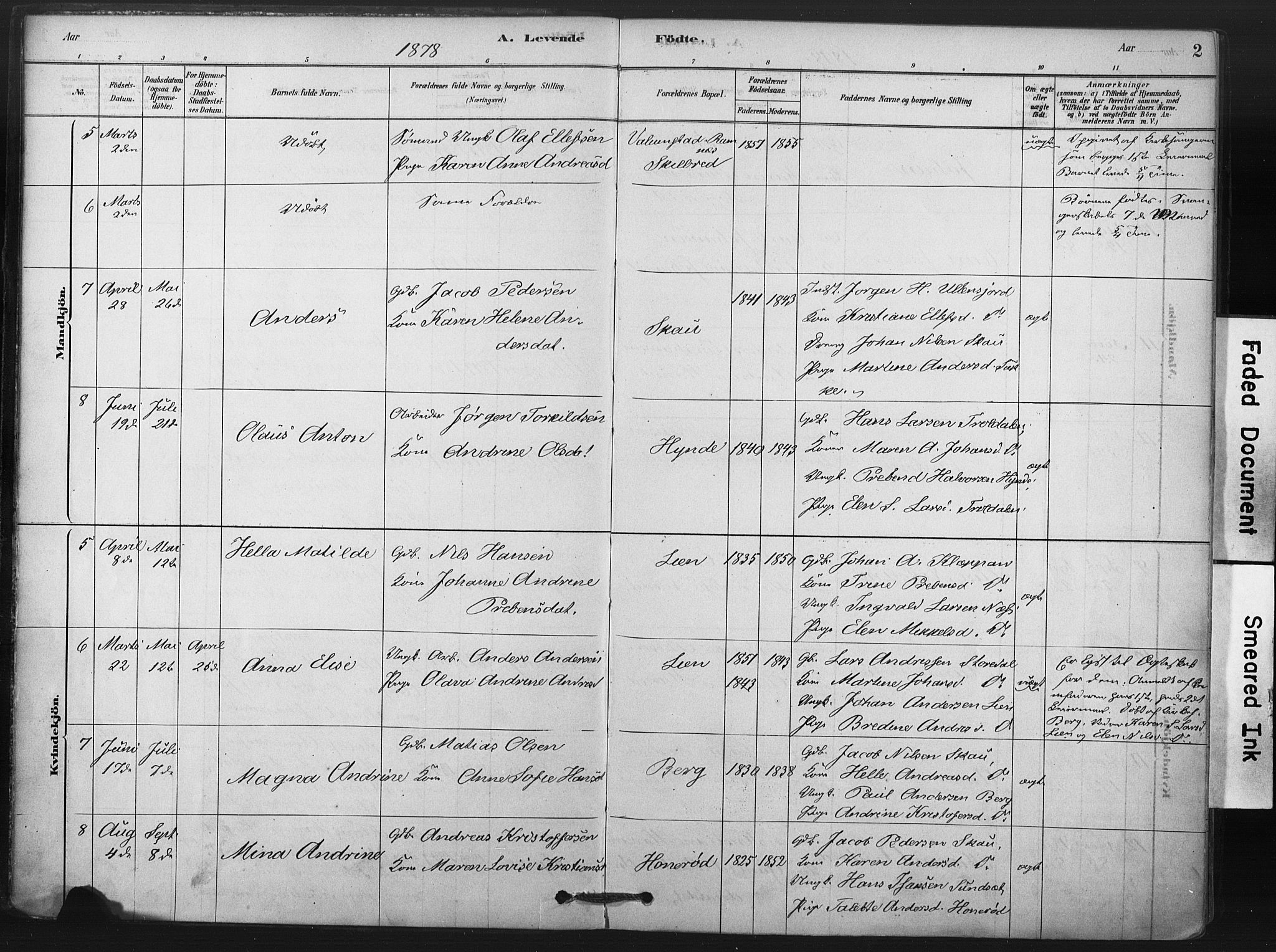 Andebu kirkebøker, AV/SAKO-A-336/F/Fb/L0001: Ministerialbok nr. II 1, 1878-1909, s. 2