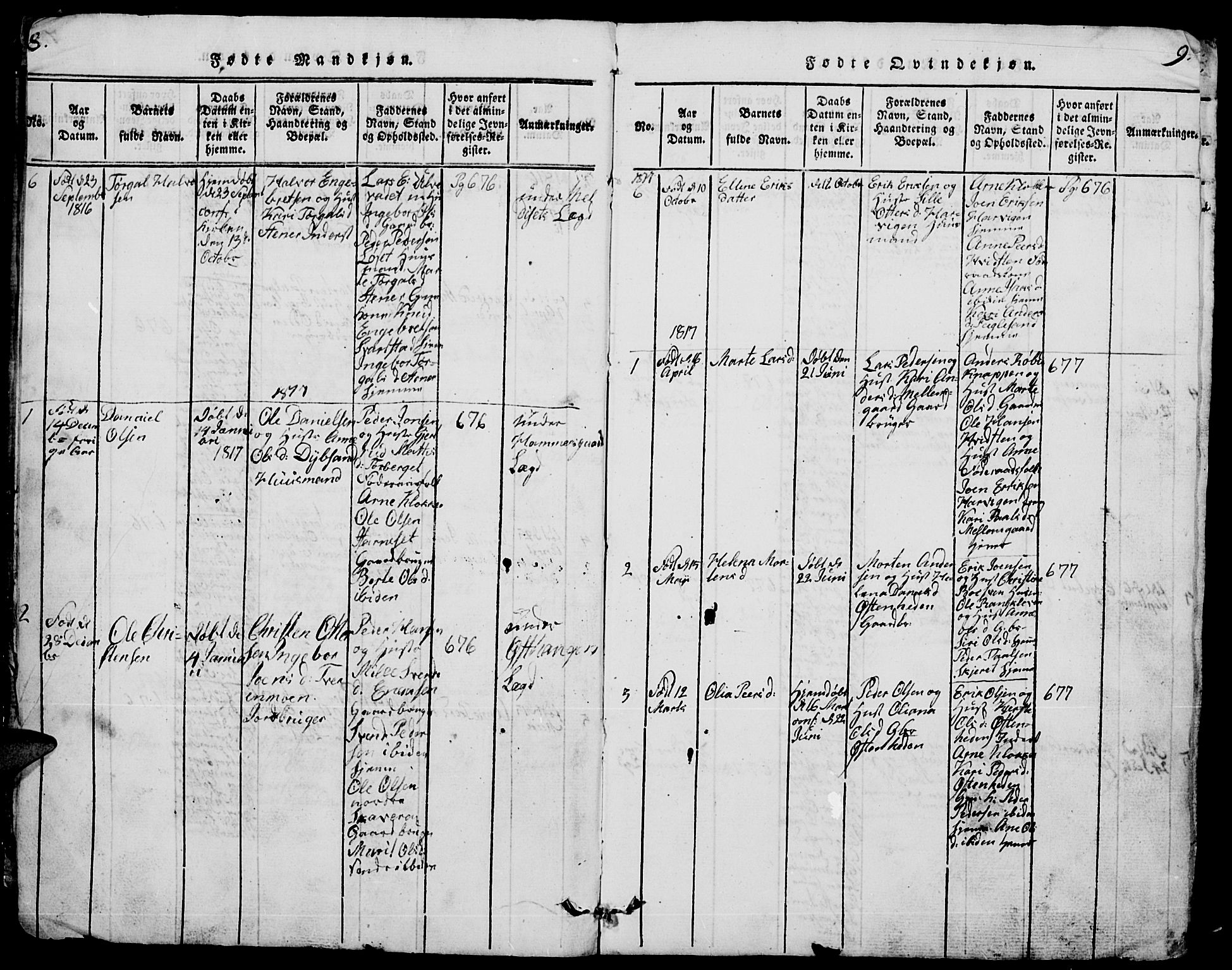 Trysil prestekontor, AV/SAH-PREST-046/H/Ha/Hab/L0005: Klokkerbok nr. 5, 1814-1877, s. 8-9