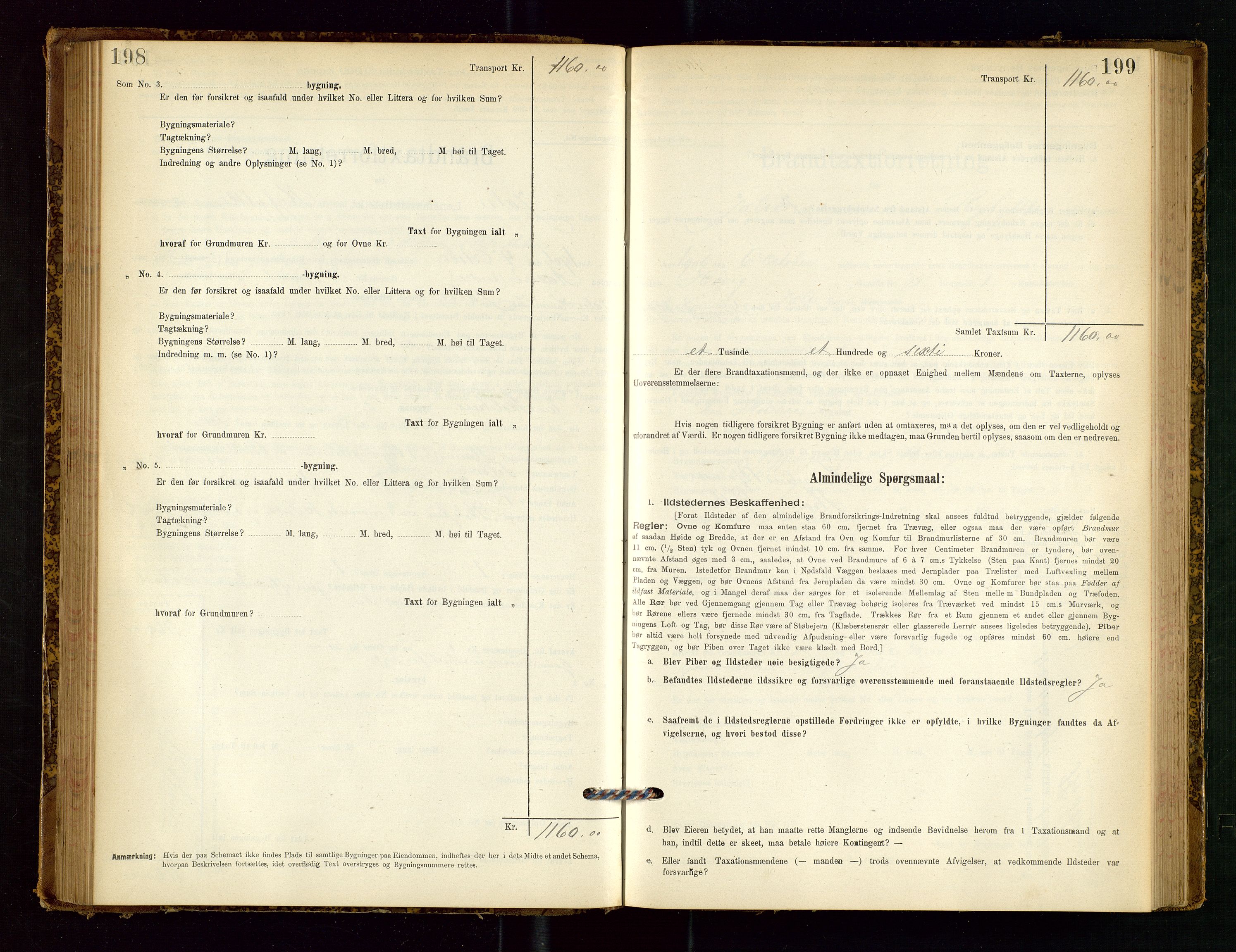 Jelsa lensmannskontor, SAST/A-100360/Gob/L0001: "Brandtaxationsprotocol", 1895-1918, s. 198-199