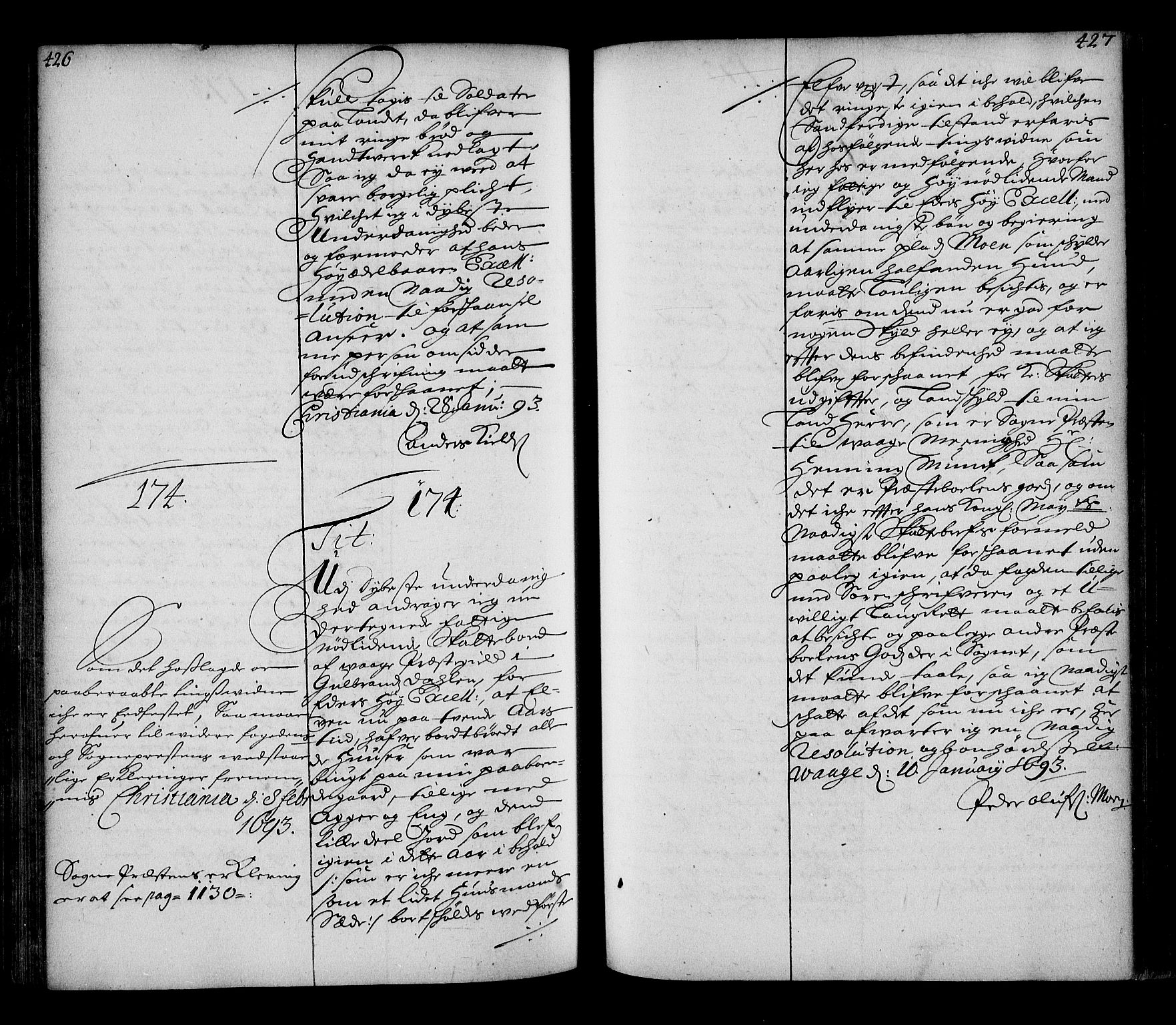 Stattholderembetet 1572-1771, RA/EA-2870/Ae/L0010: Supplikasjons- og resolusjonsprotokoll, 1692-1693, s. 426-427