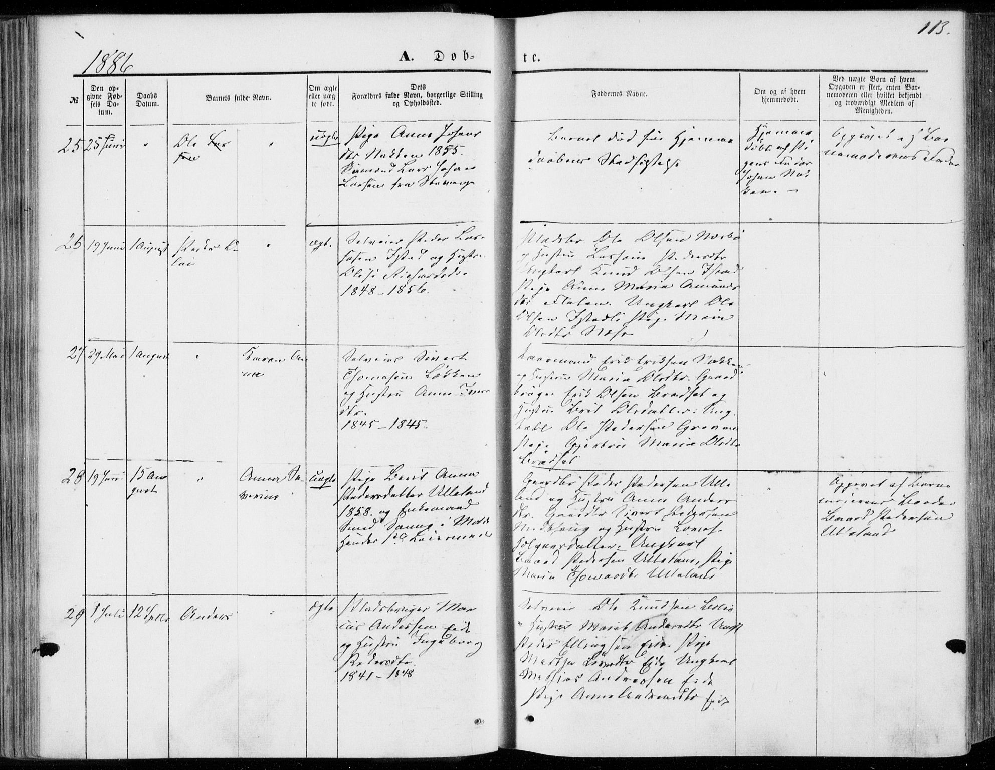 Ministerialprotokoller, klokkerbøker og fødselsregistre - Møre og Romsdal, AV/SAT-A-1454/557/L0681: Ministerialbok nr. 557A03, 1869-1886, s. 113