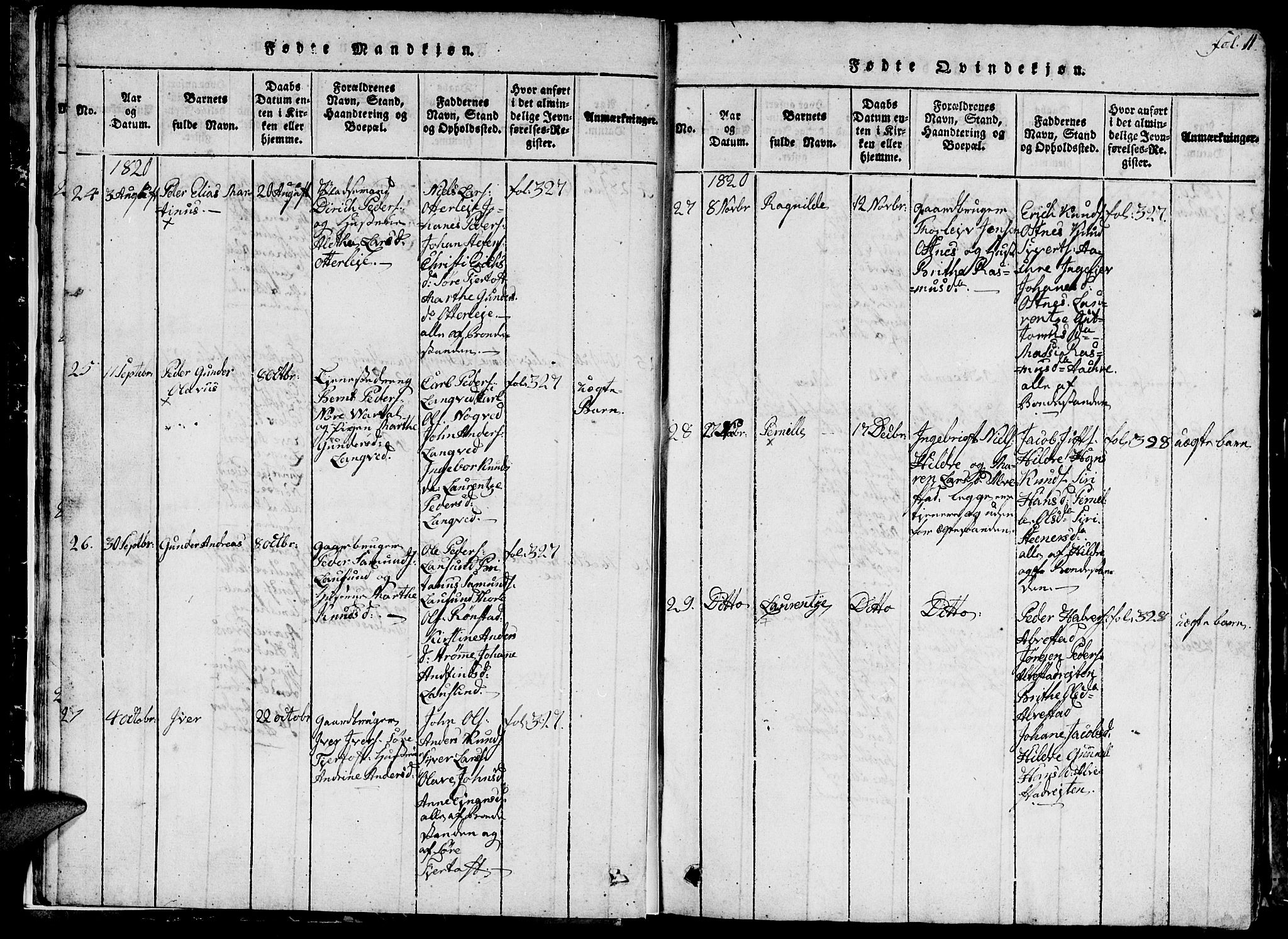 Ministerialprotokoller, klokkerbøker og fødselsregistre - Møre og Romsdal, AV/SAT-A-1454/536/L0506: Klokkerbok nr. 536C01, 1818-1859, s. 11