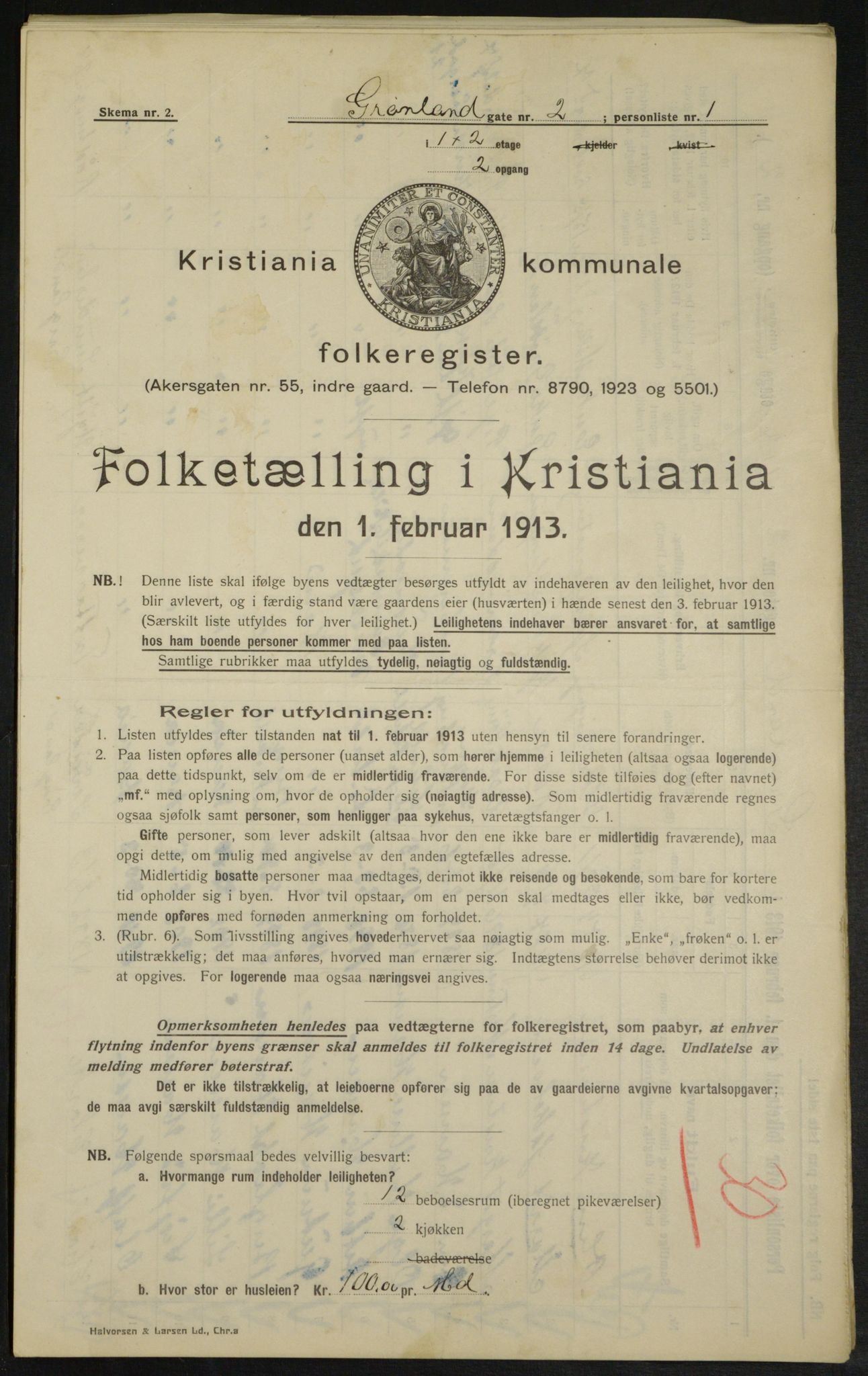 OBA, Kommunal folketelling 1.2.1913 for Kristiania, 1913, s. 31221